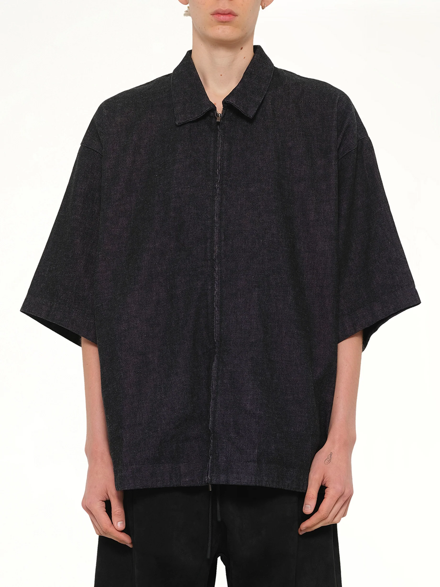 Full Zip Work Shirt in Vintage Black