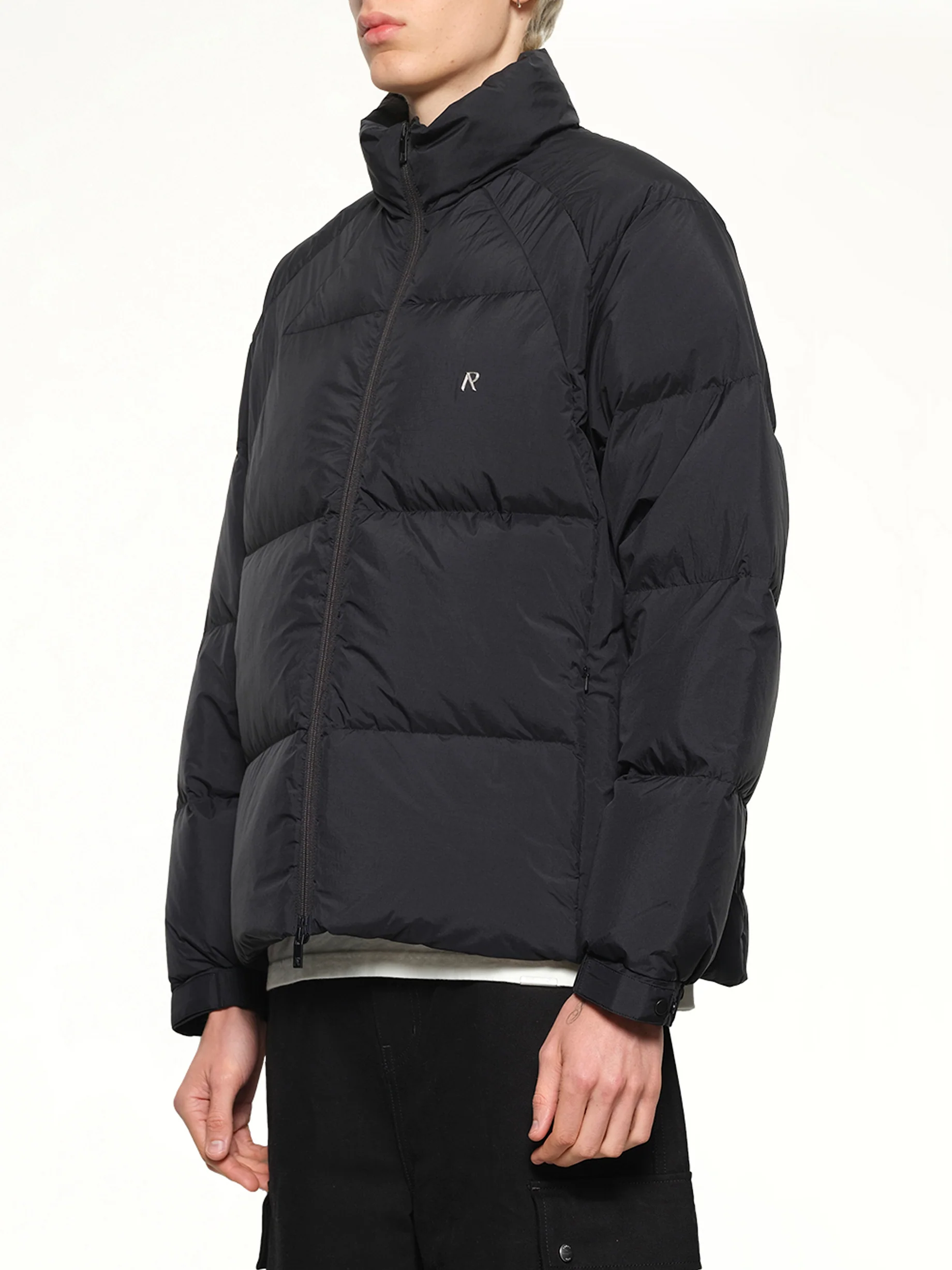 Funnel Neck Puffer in Black - Image 3