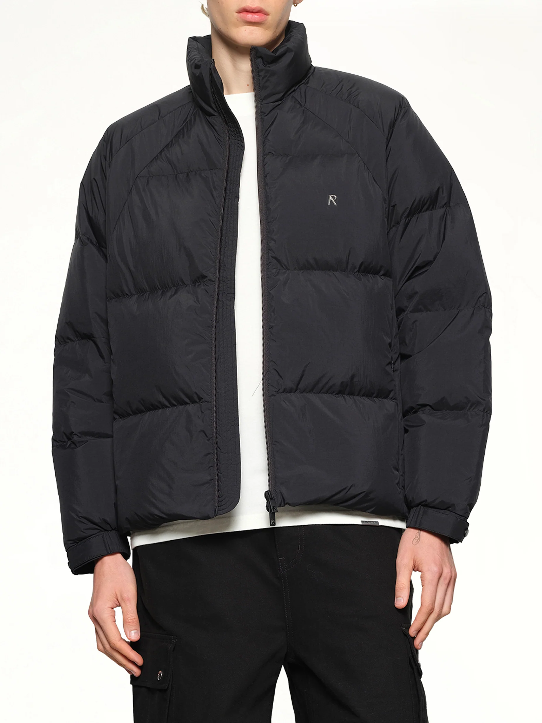 Funnel Neck Puffer in Black - Image 6