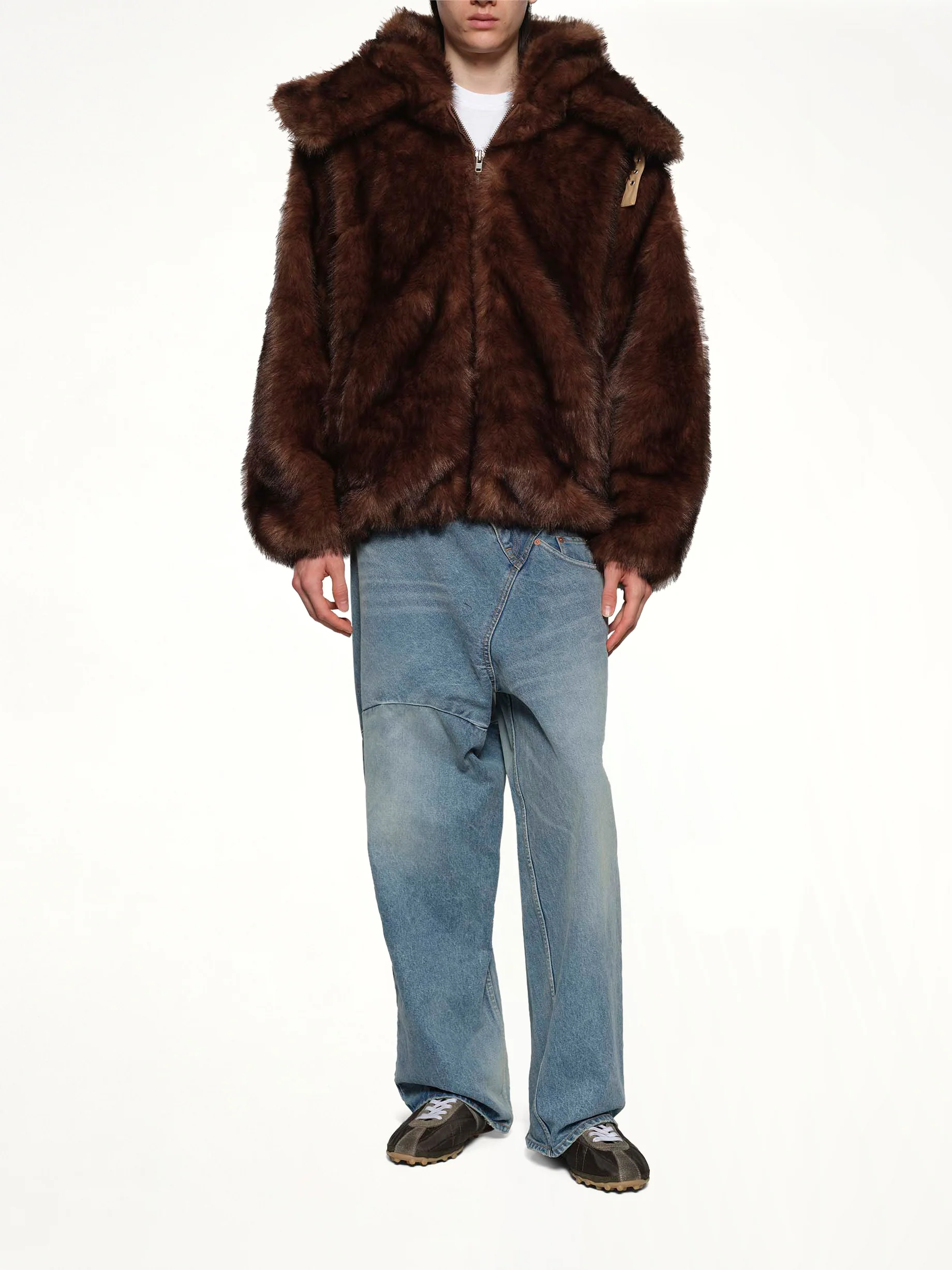 Fur Hoodie in Brown - Image 4