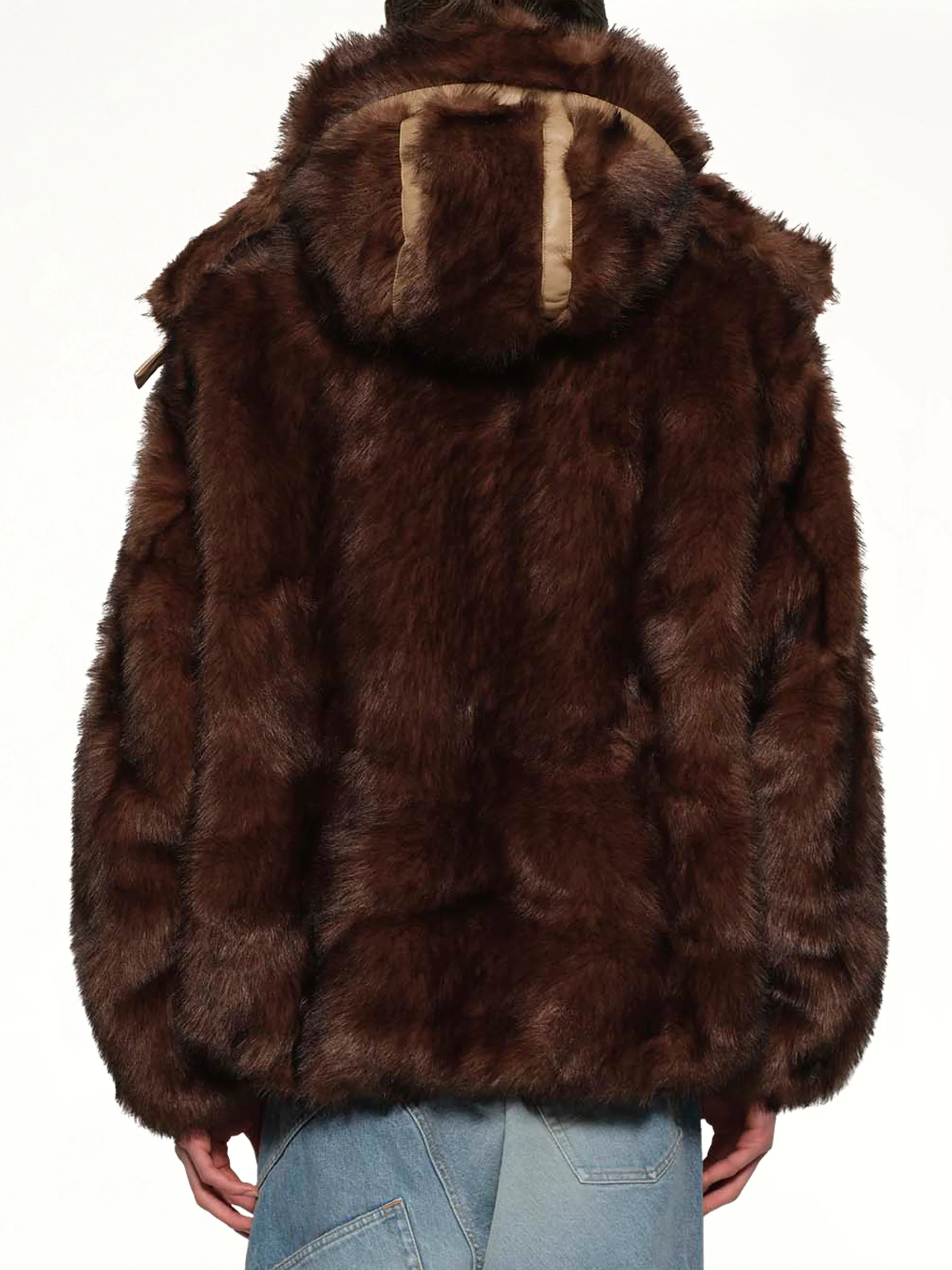 Fur Hoodie in Brown - Image 5