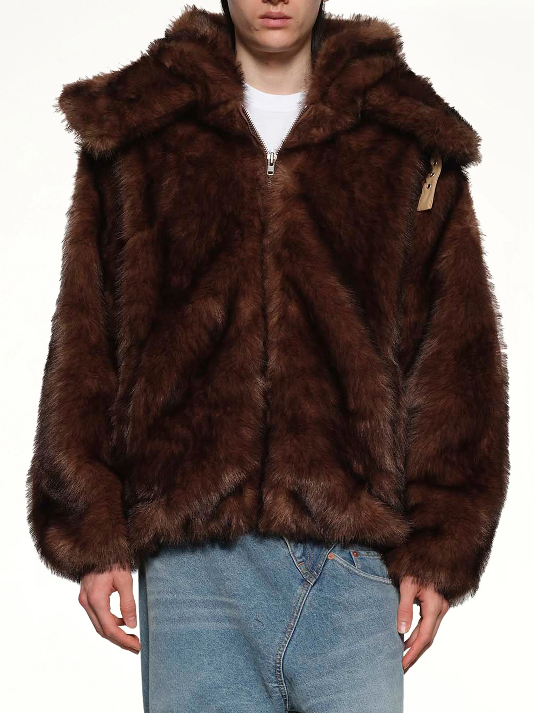 Fur Hoodie in Brown - Image 6