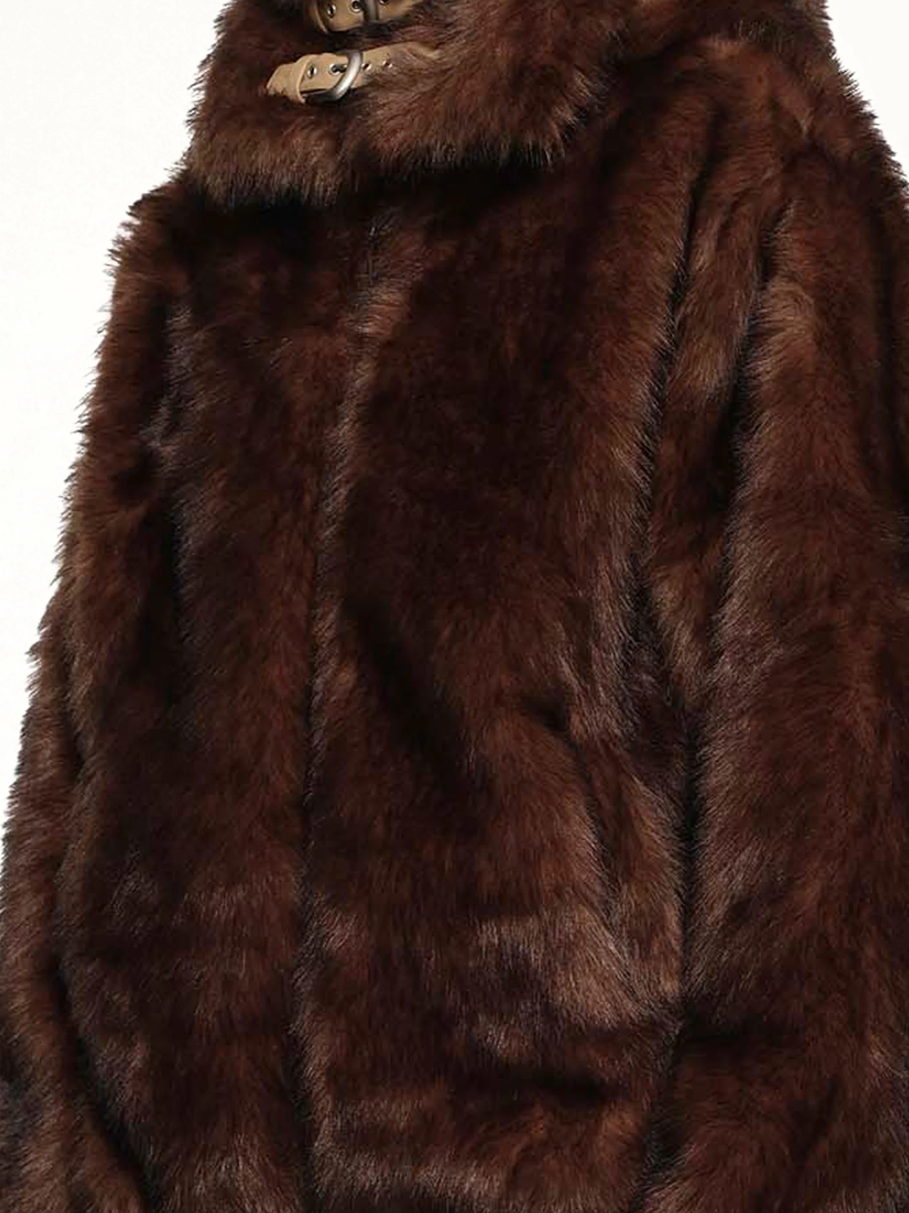 Fur Hoodie in Brown - Image 9
