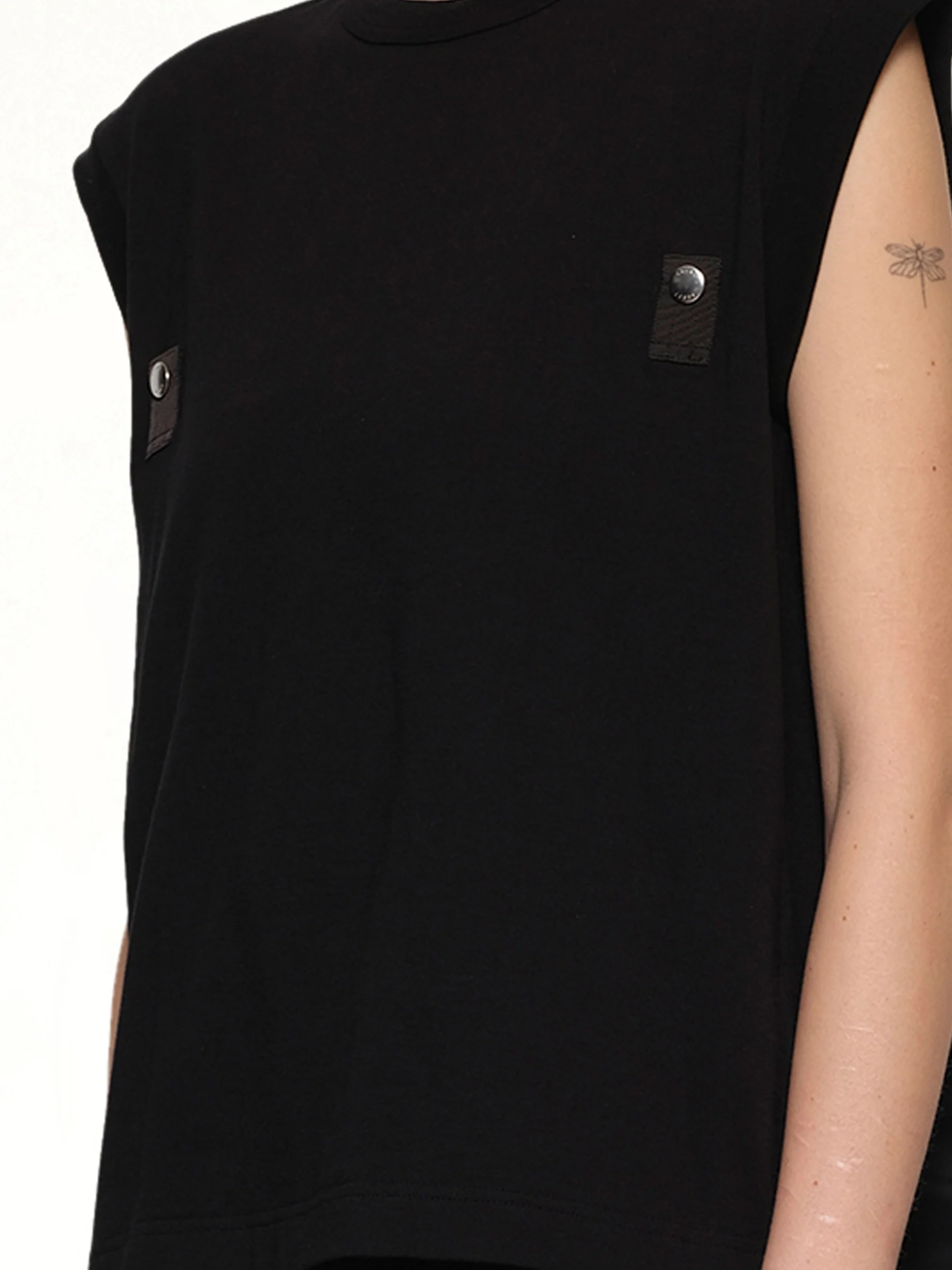Cotton Jersey x Nylon Twill T-Shirt in Black - Image 3