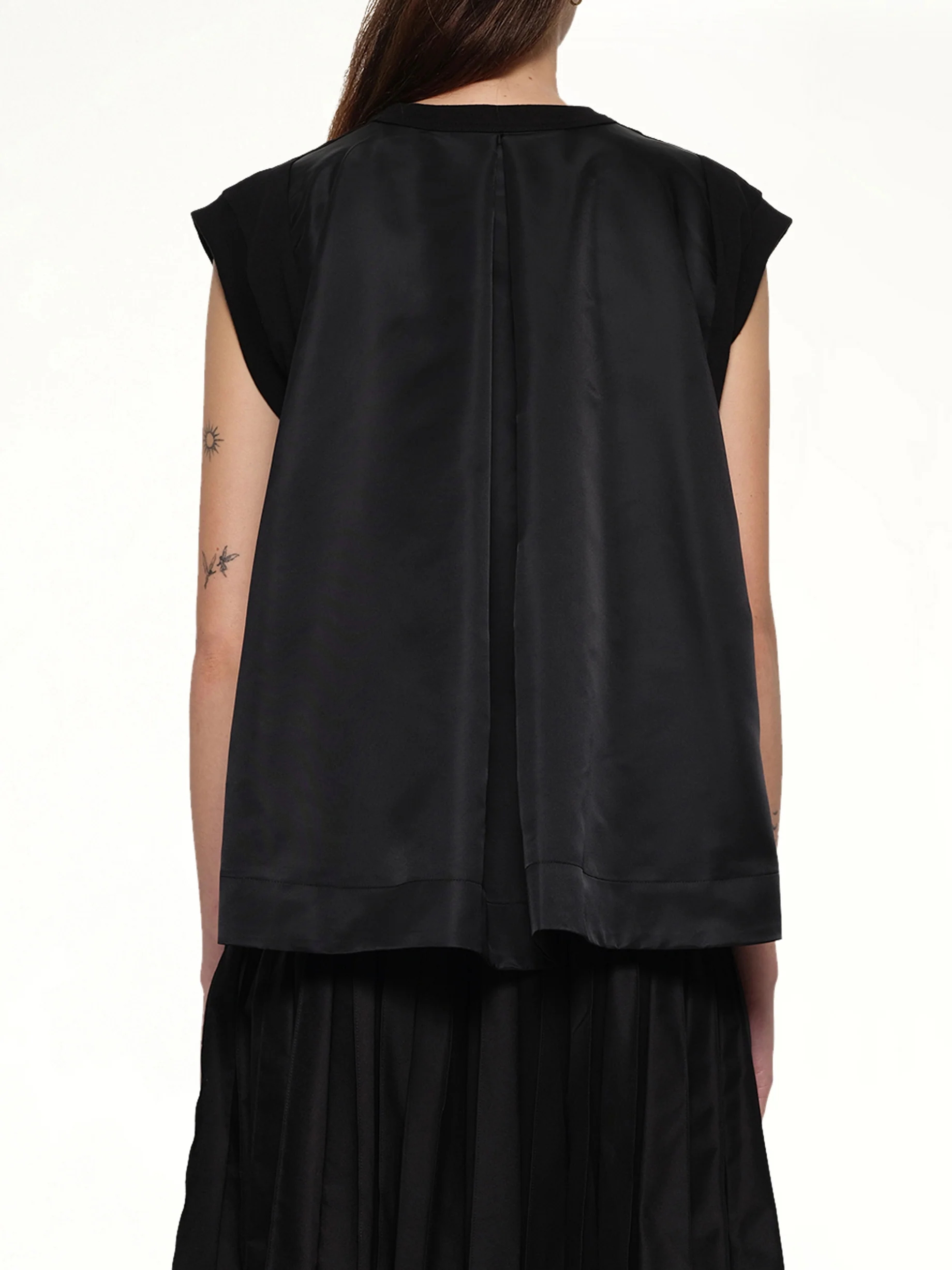 Cotton Jersey x Nylon Twill T-Shirt in Black - Image 5