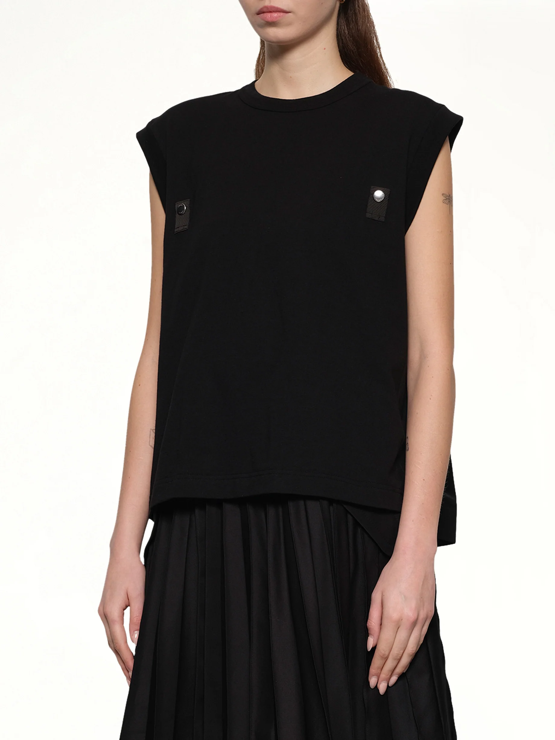 Cotton Jersey x Nylon Twill T-Shirt in Black - Image 6