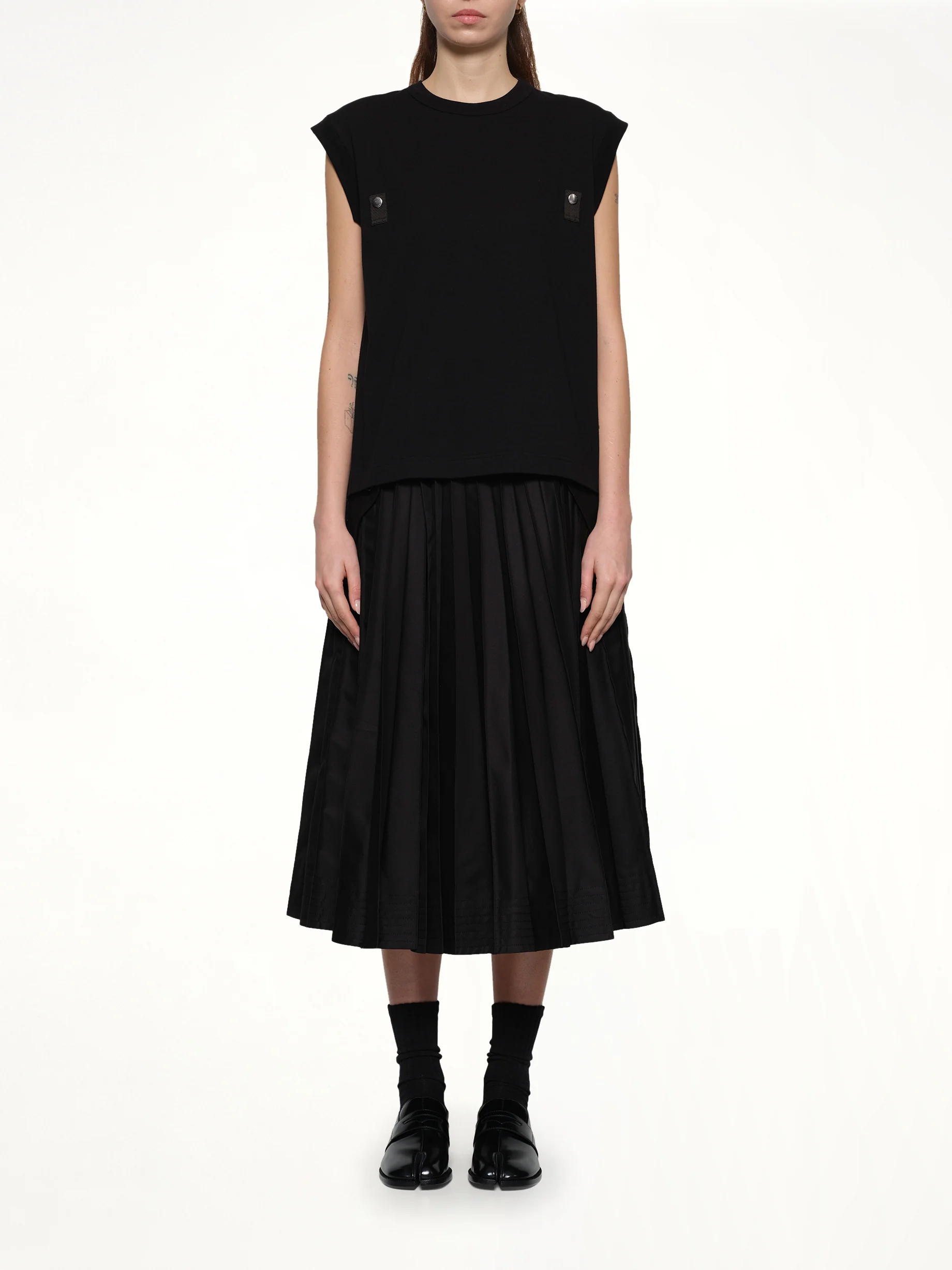Cotton Jersey x Nylon Twill T-Shirt in Black - Image 7