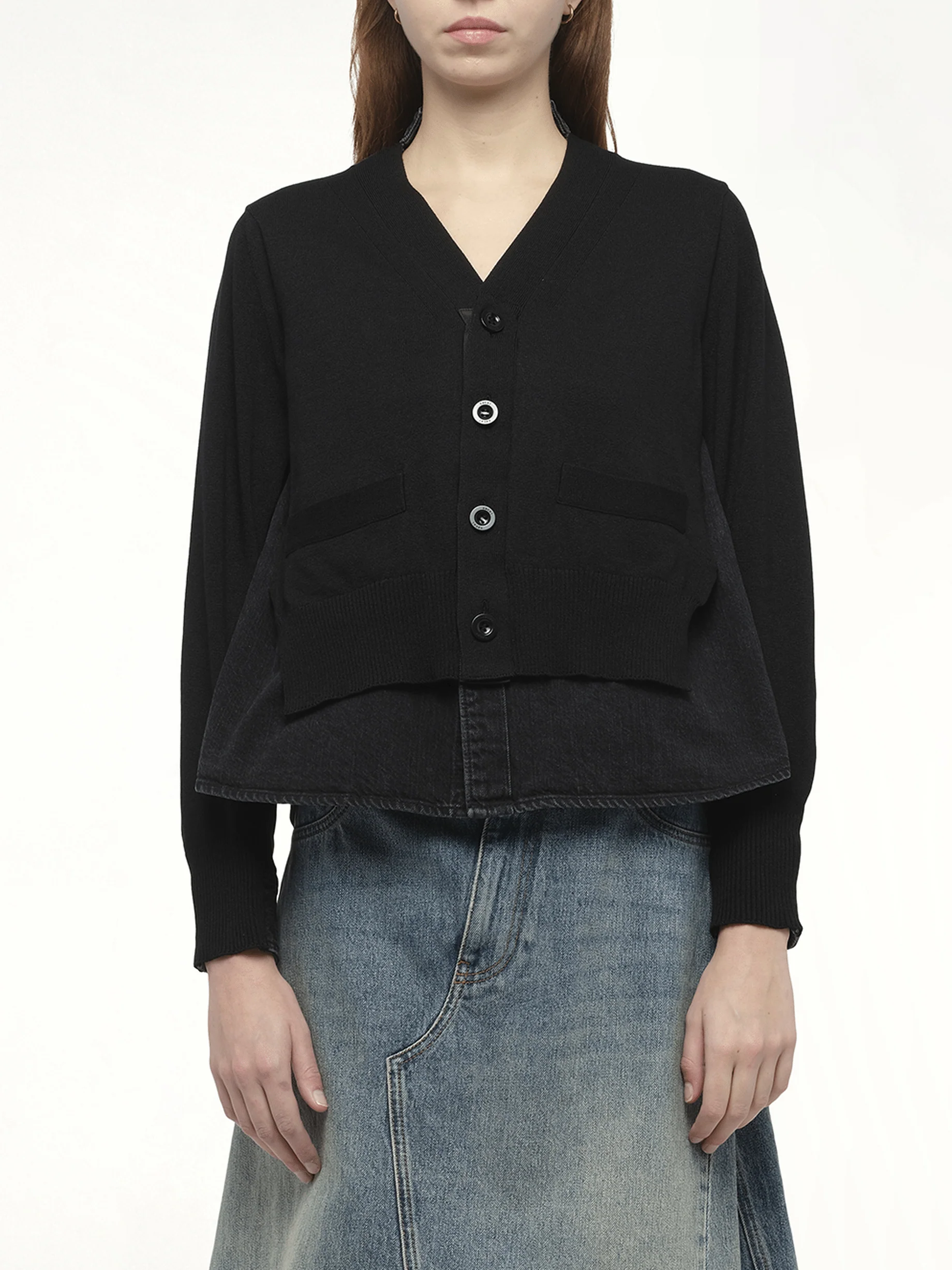 FW25 Denim x Knit Cardigan in Black