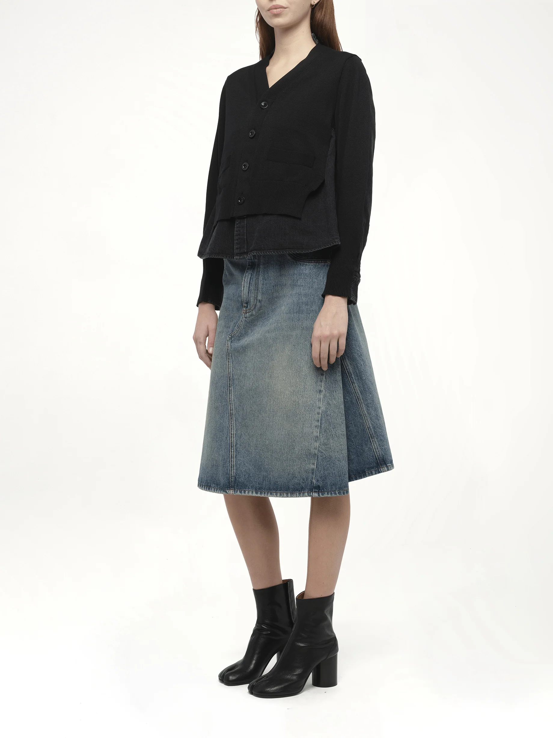 FW25 Denim x Knit Cardigan in Black - Image 4
