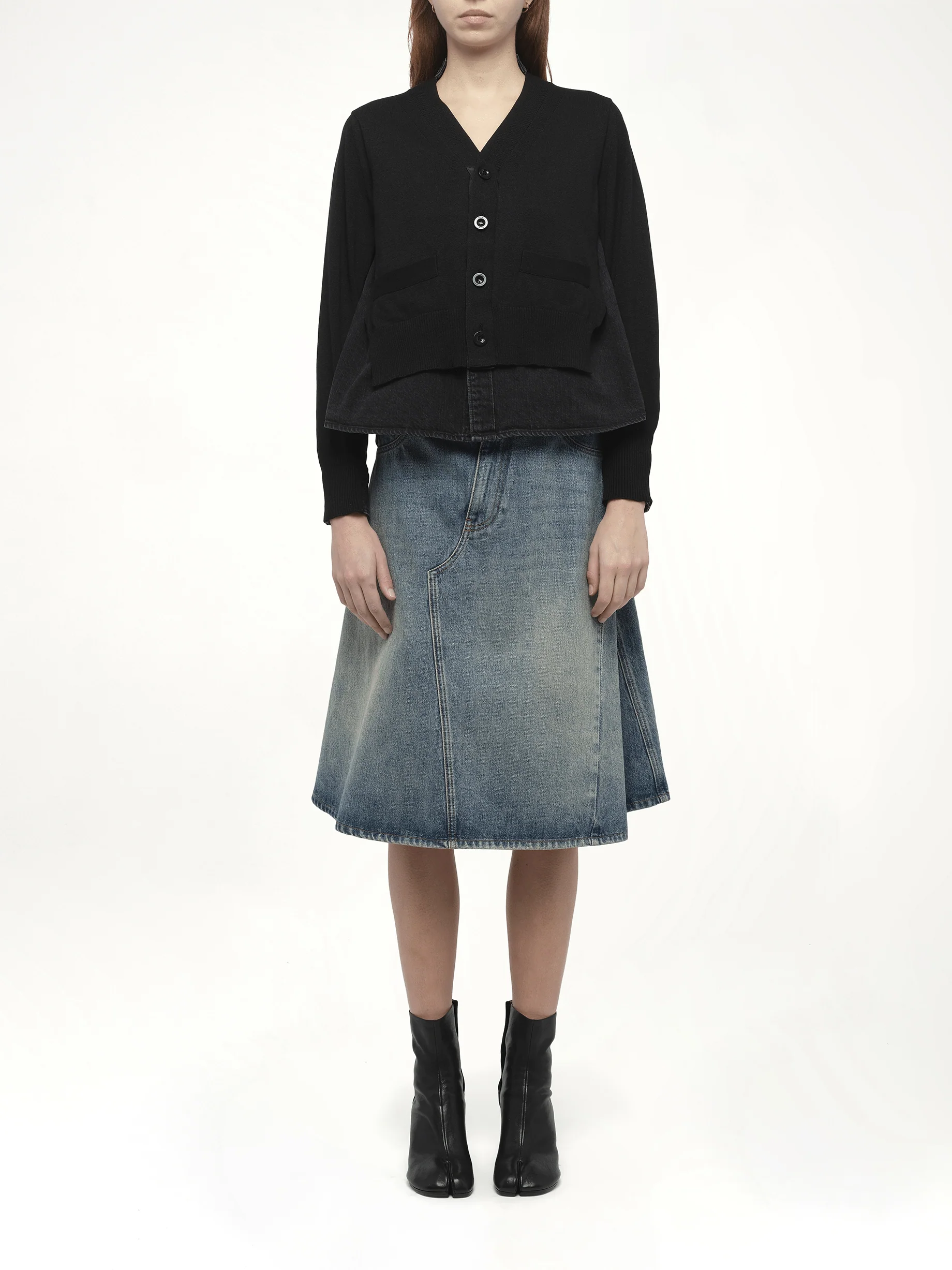 FW25 Denim x Knit Cardigan in Black - Image 7