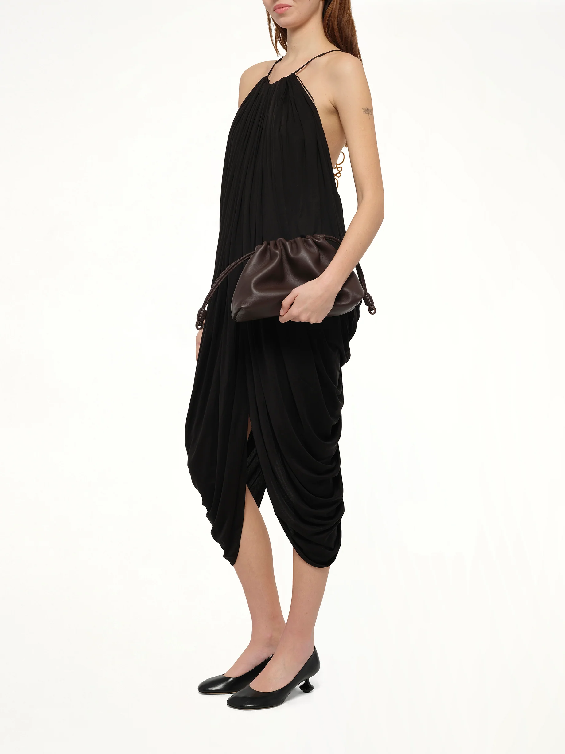 Draped Dress in Black - Image 4