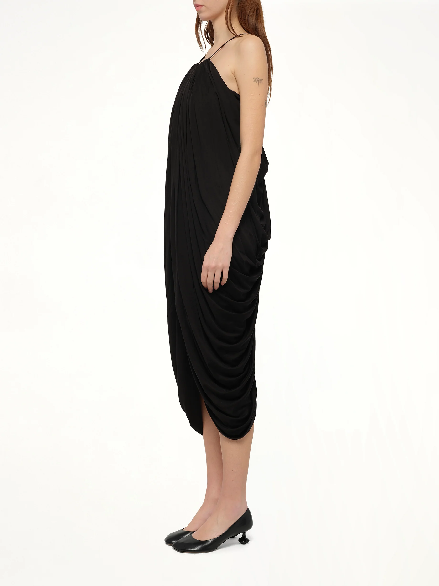 Draped Dress in Black - Image 9