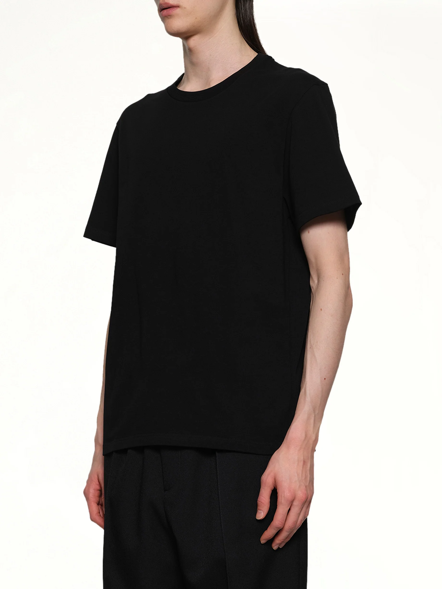 Leather Patch T-Shirt in Black - Image 3