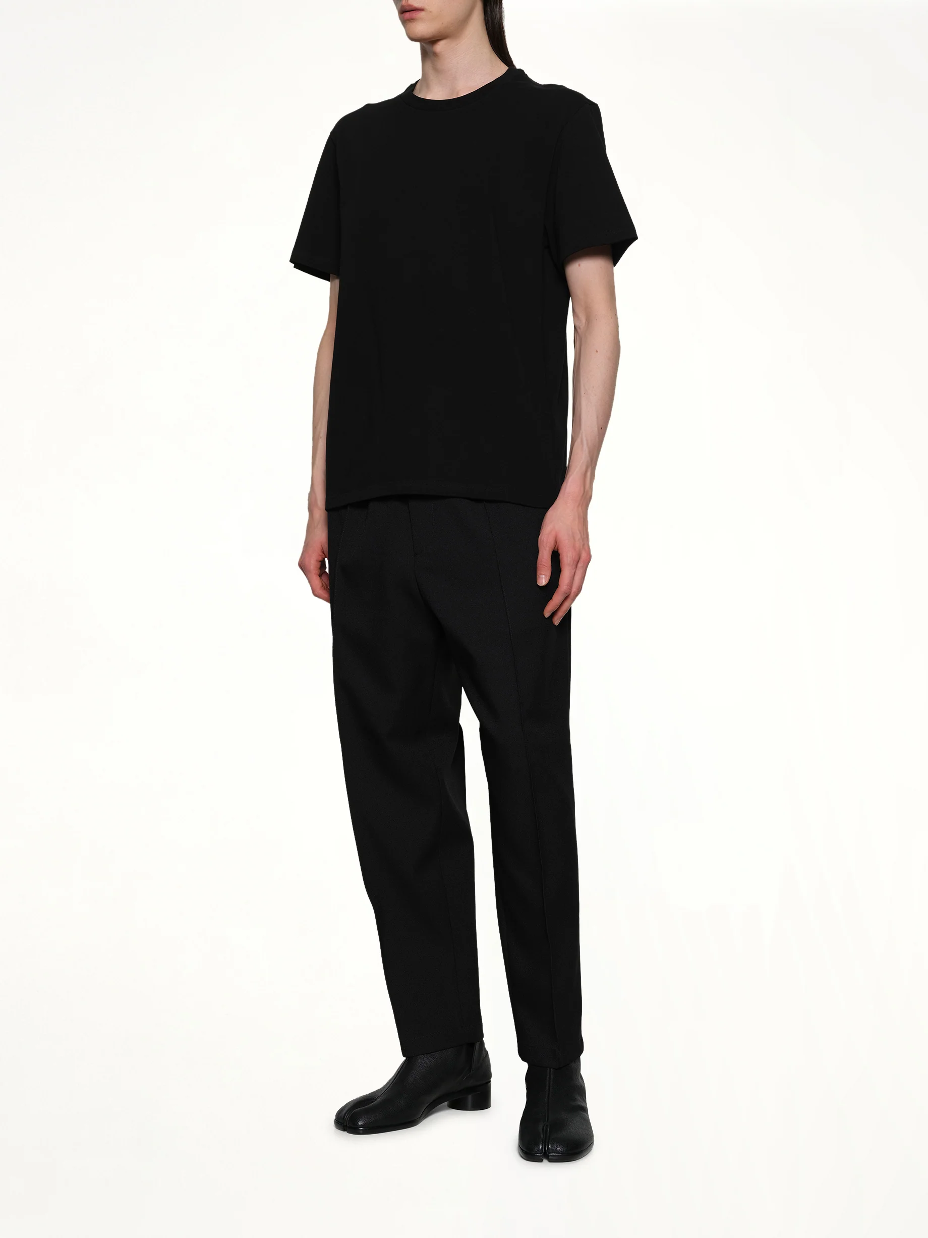 Leather Patch T-Shirt in Black - Image 4