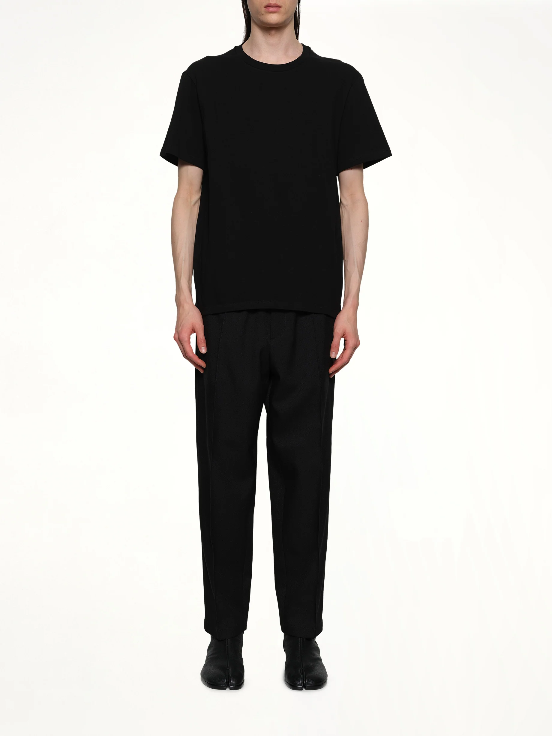 Leather Patch T-Shirt in Black - Image 7