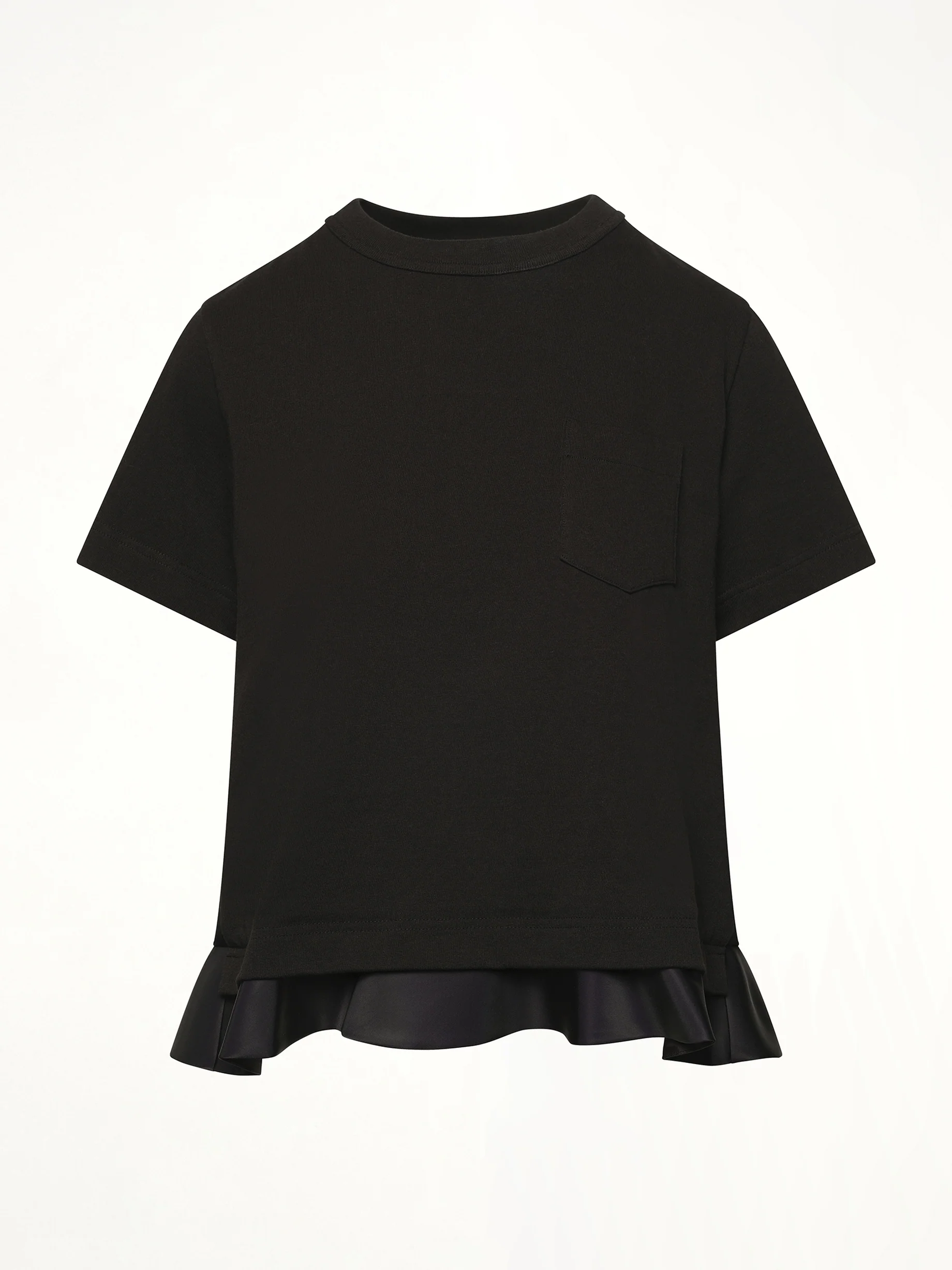 Nylon Twill x Cotton Jersey T-Shirt in Black - Image 2