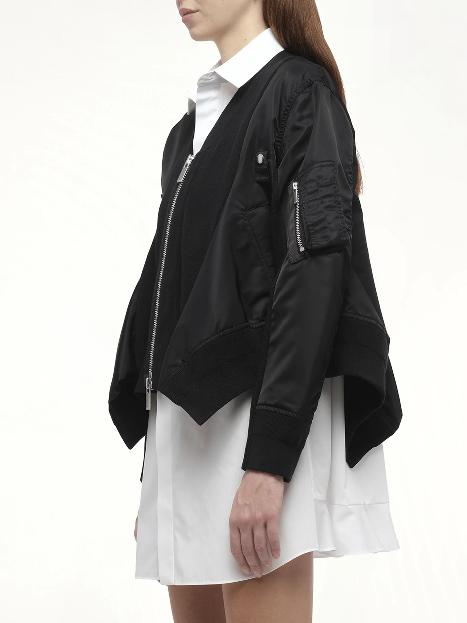 Nylon Twill Knit Cardigan in Black - Image 11