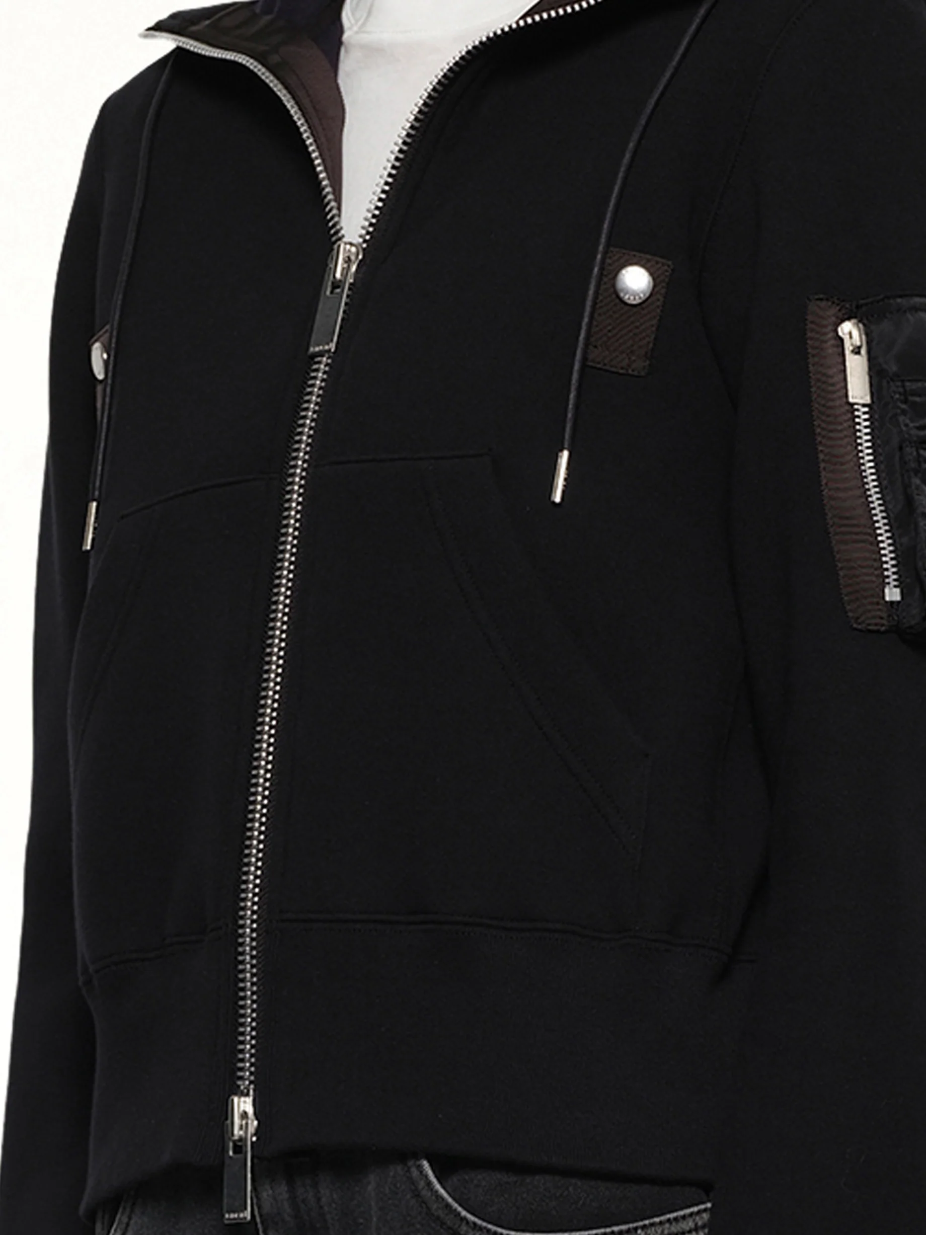Sponge Sweat Nylon Twill Hoodie in Black - Image 3