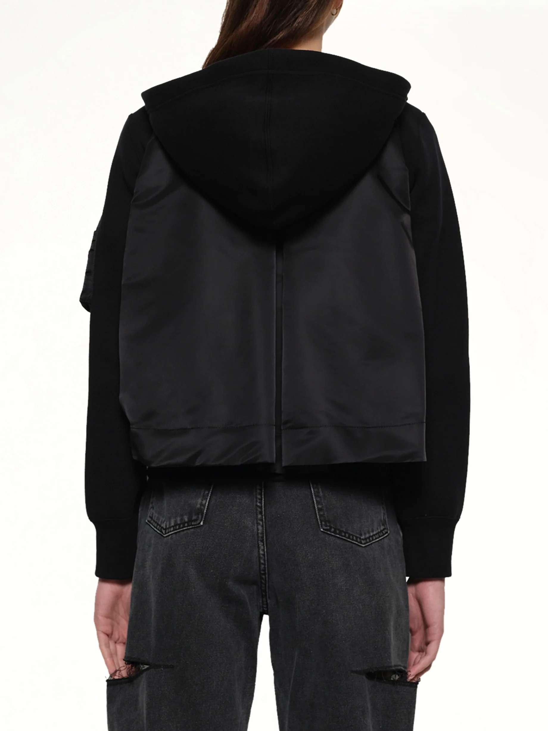 Sponge Sweat Nylon Twill Hoodie in Black - Image 5