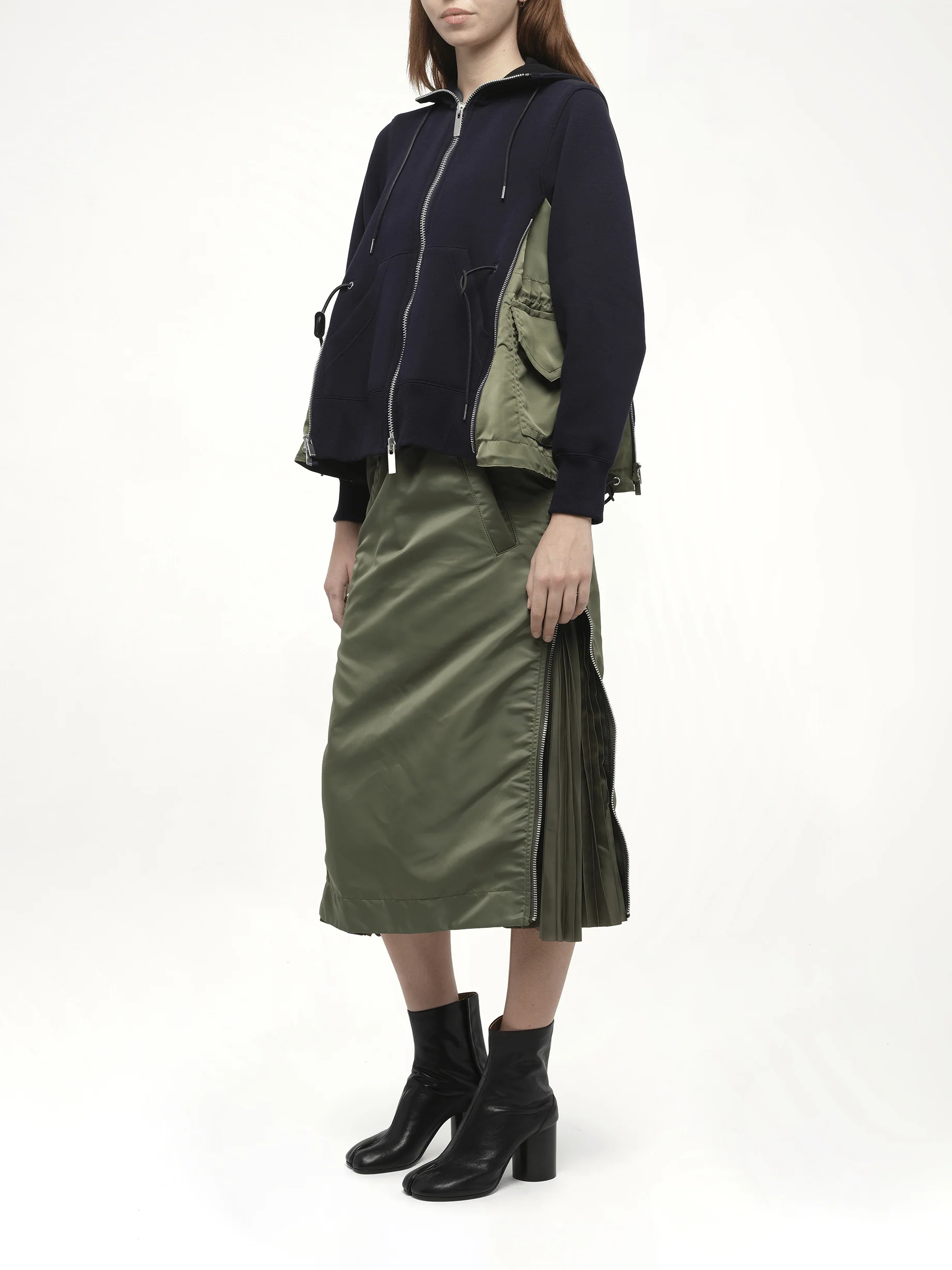 Sponge Sweat Nylon Twill Hoodie in Navy/Khaki - Image 4