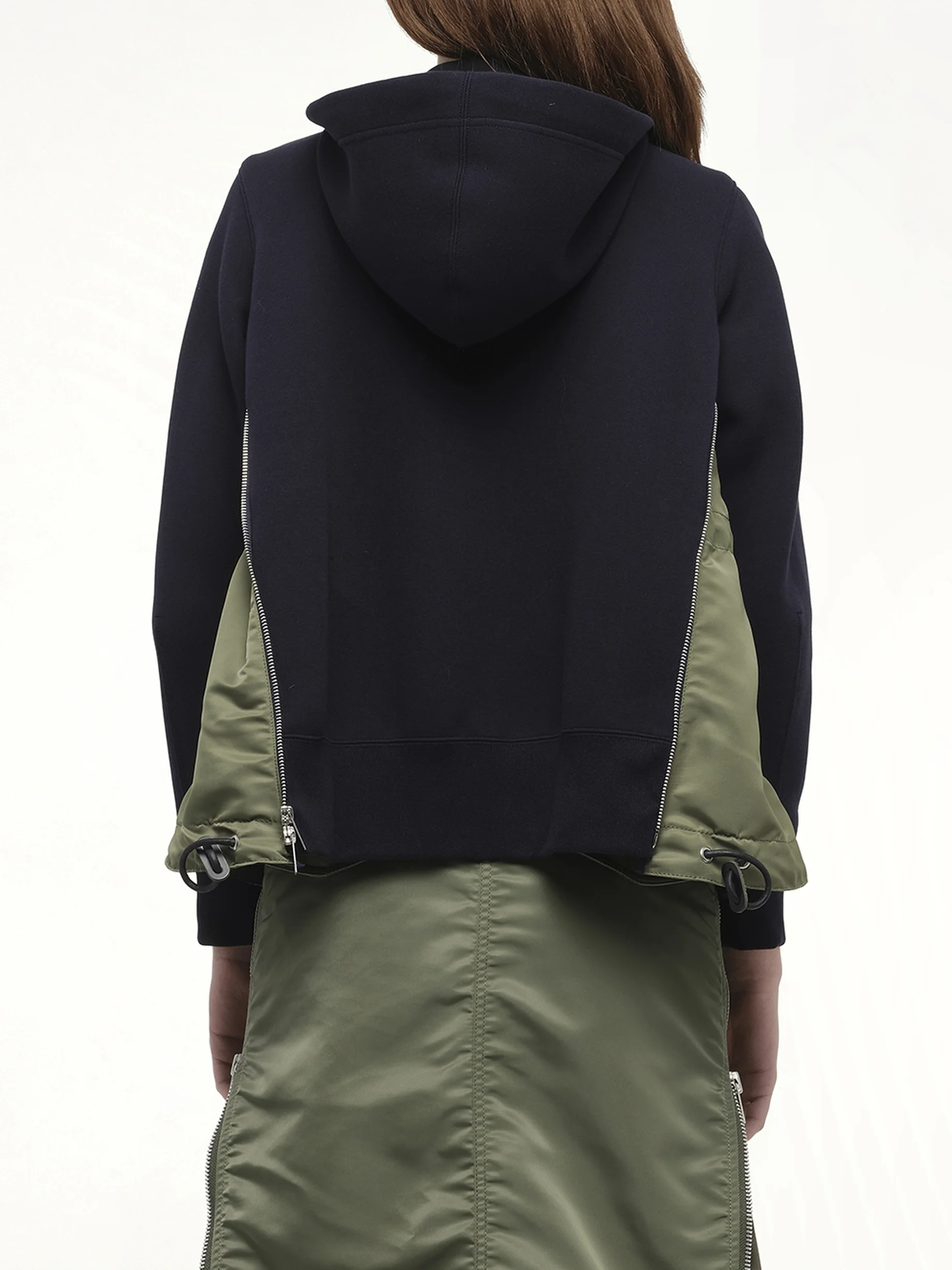 Sponge Sweat Nylon Twill Hoodie in Navy/Khaki - Image 6