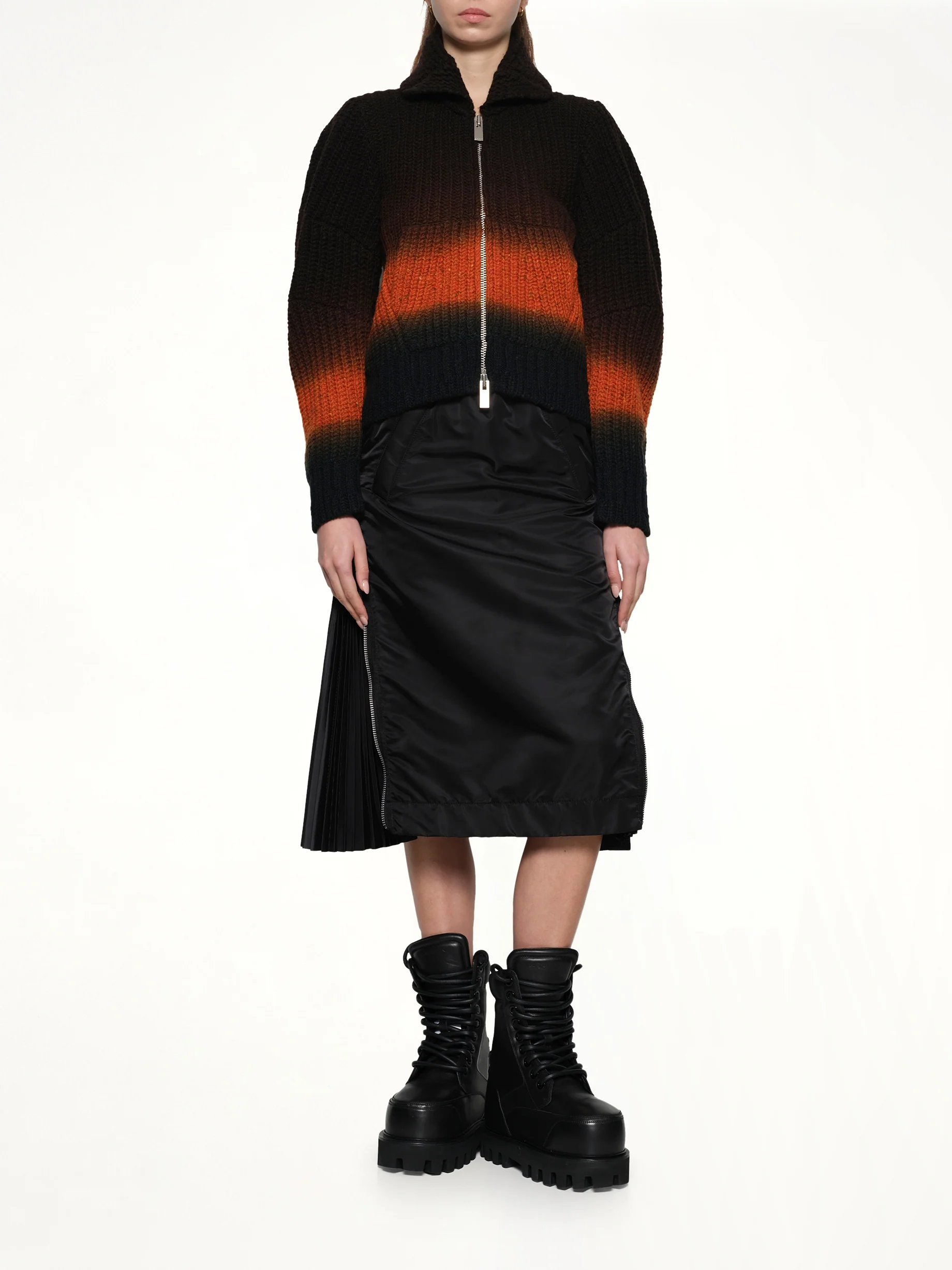 Garment Dye Wool Knit Blouson in Brown - Image 4