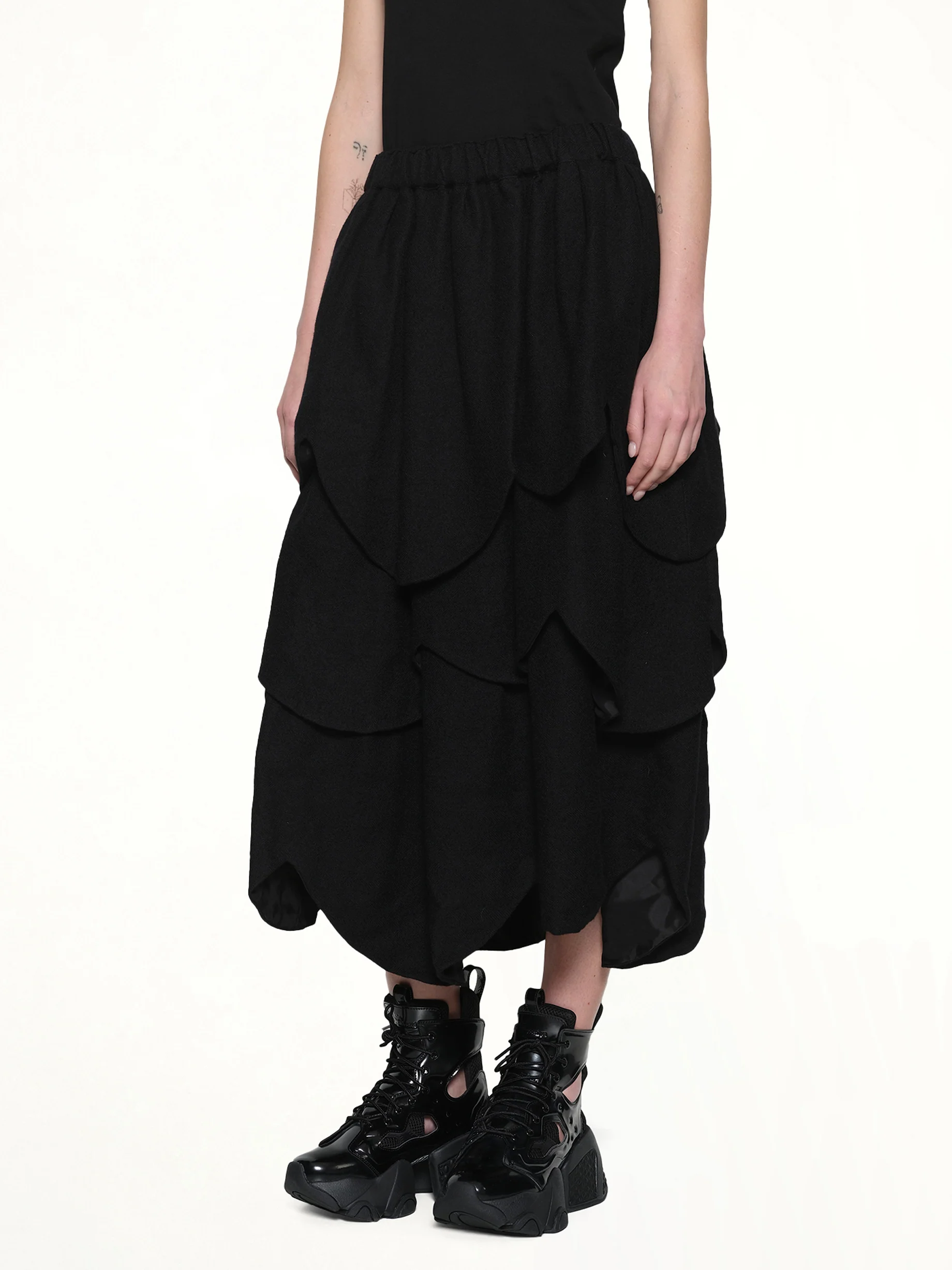 Gathered Skirt in Black - Image 6