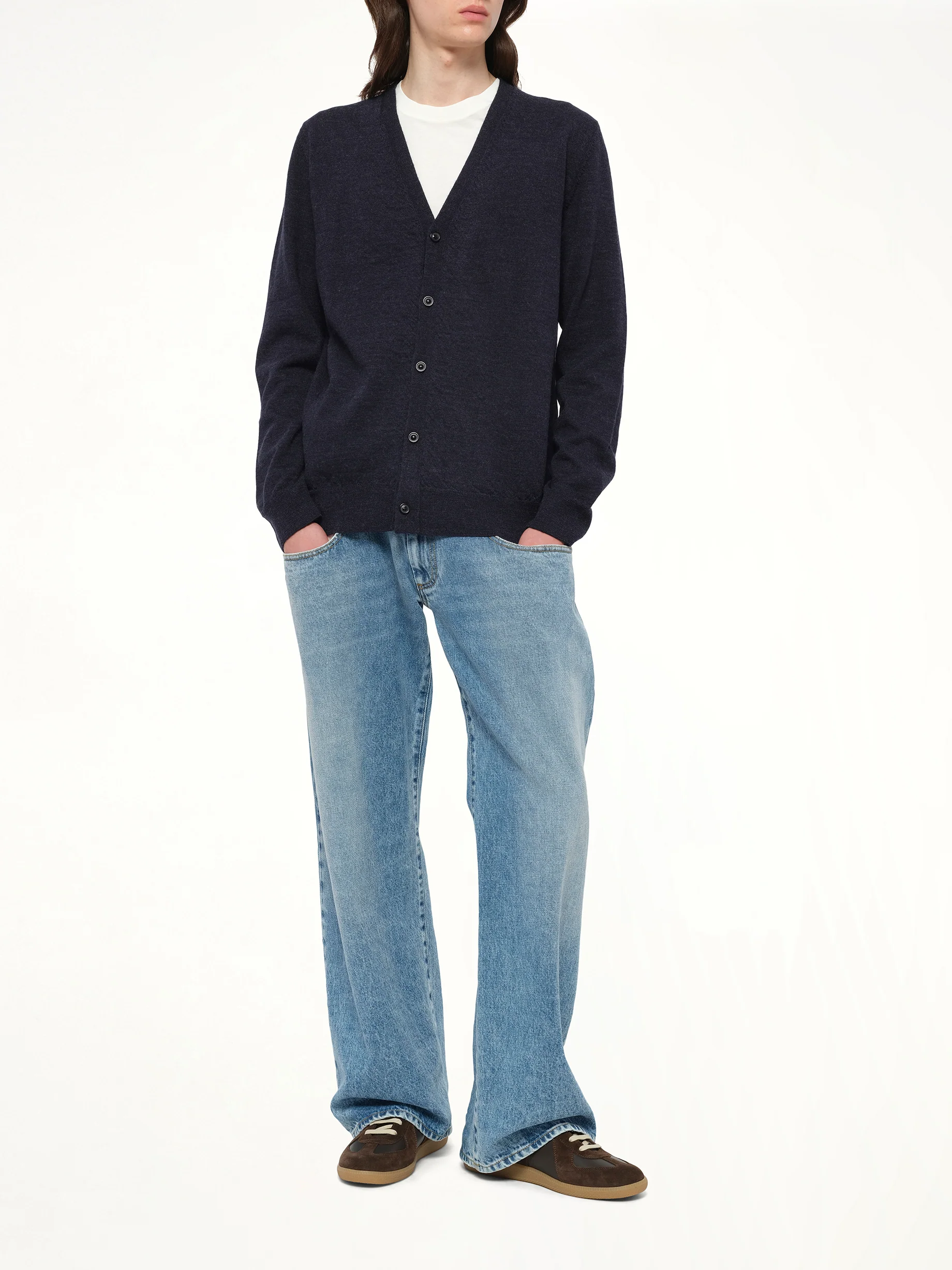 Gauge 12 Elbow Patch Cardigan in Navy - Image 4