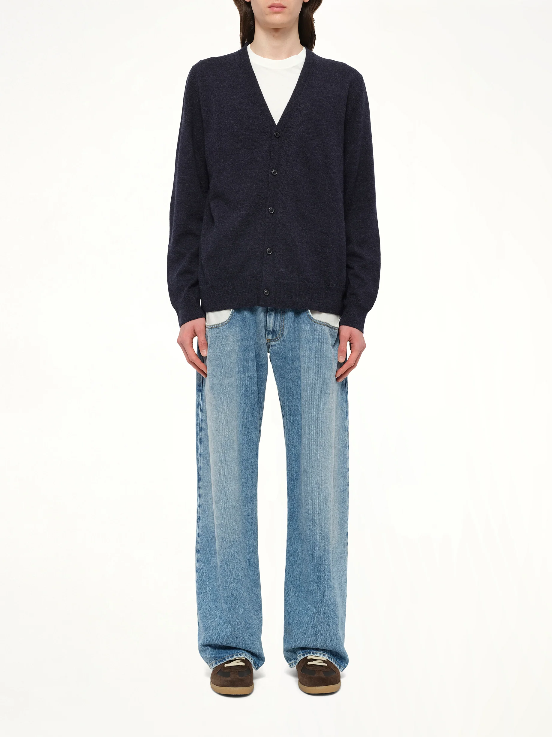 Gauge 12 Elbow Patch Cardigan in Navy - Image 7