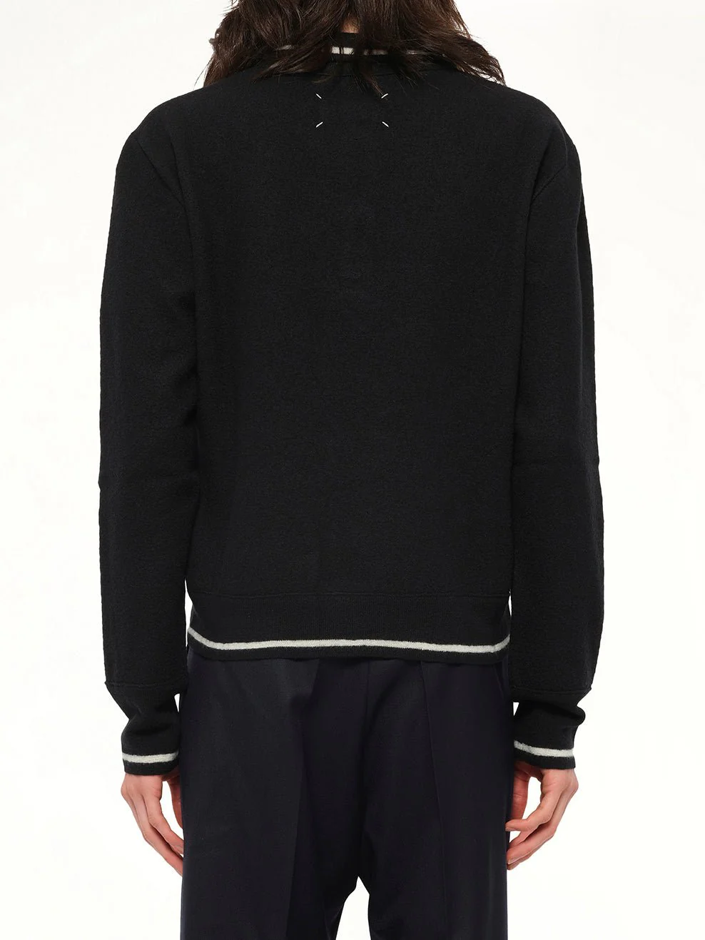 Gauge 14 Felted Zip Sweater in Black/Off White - Image 5