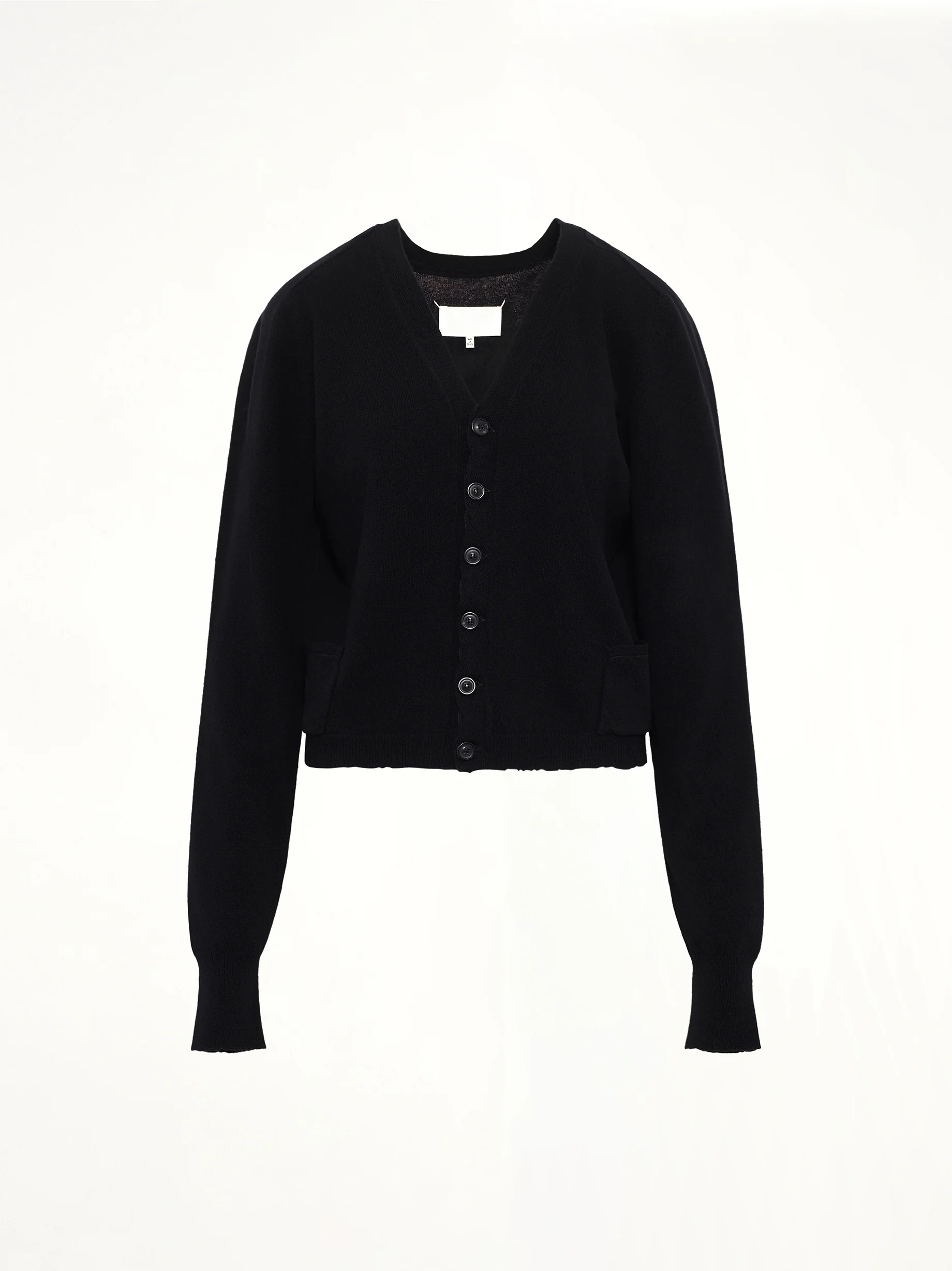 Gauge 14 Wool V-Neck Cardigan in Black - Image 2