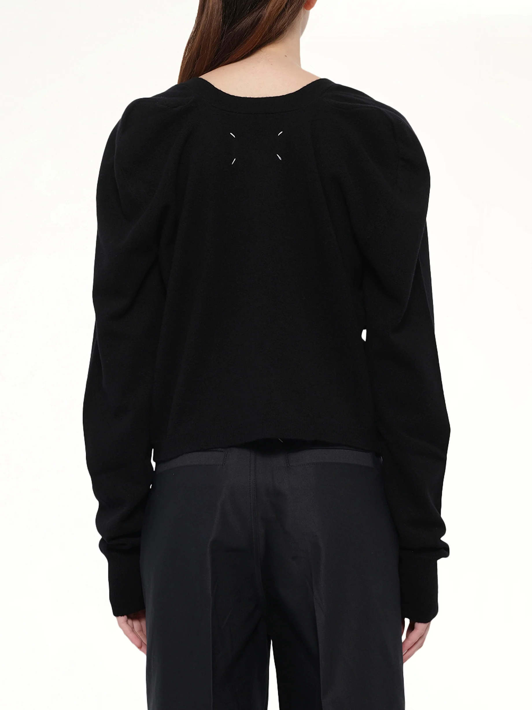 Gauge 14 Wool V-Neck Cardigan in Black - Image 5