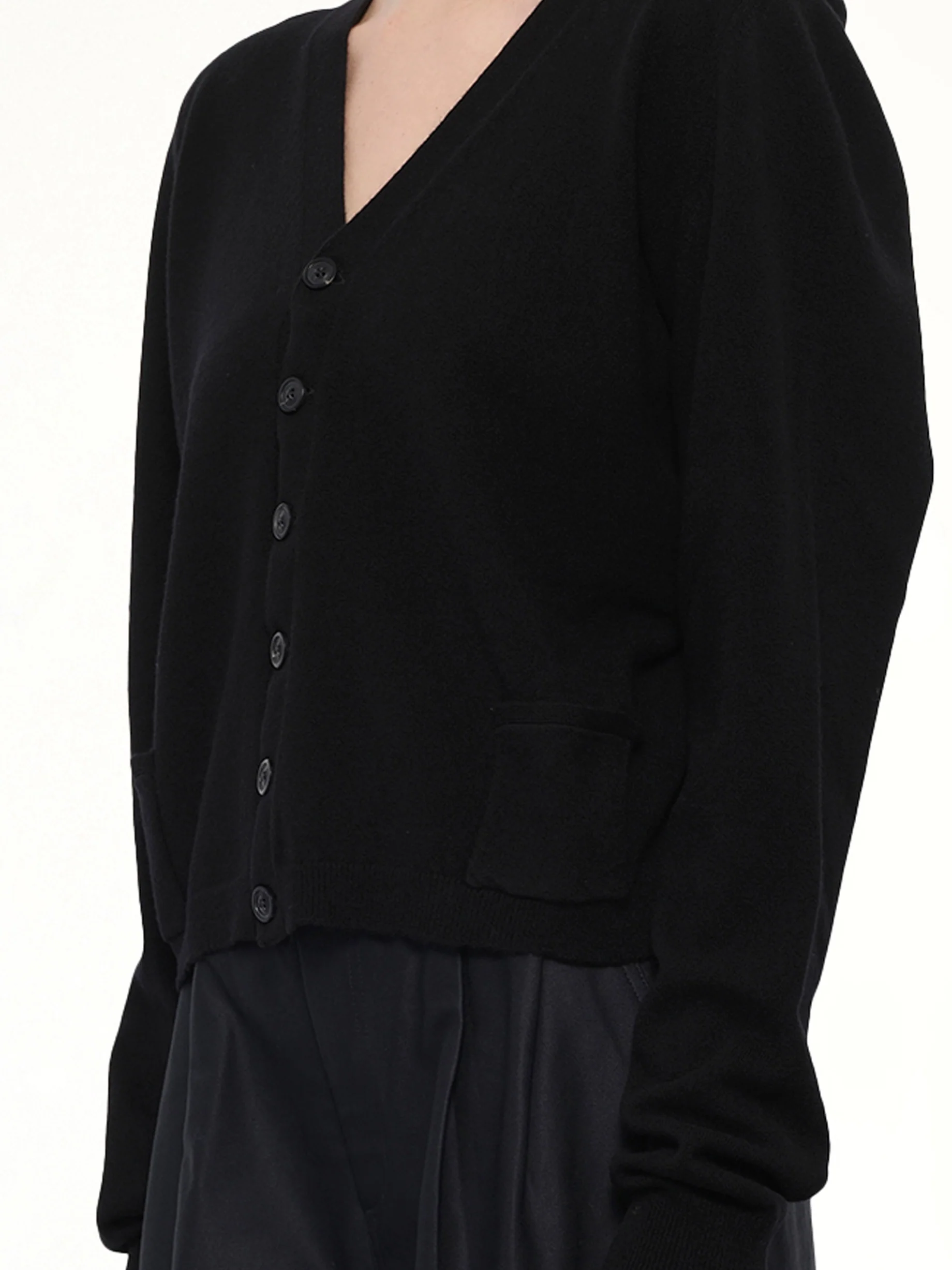 Gauge 14 Wool V-Neck Cardigan in Black - Image 6