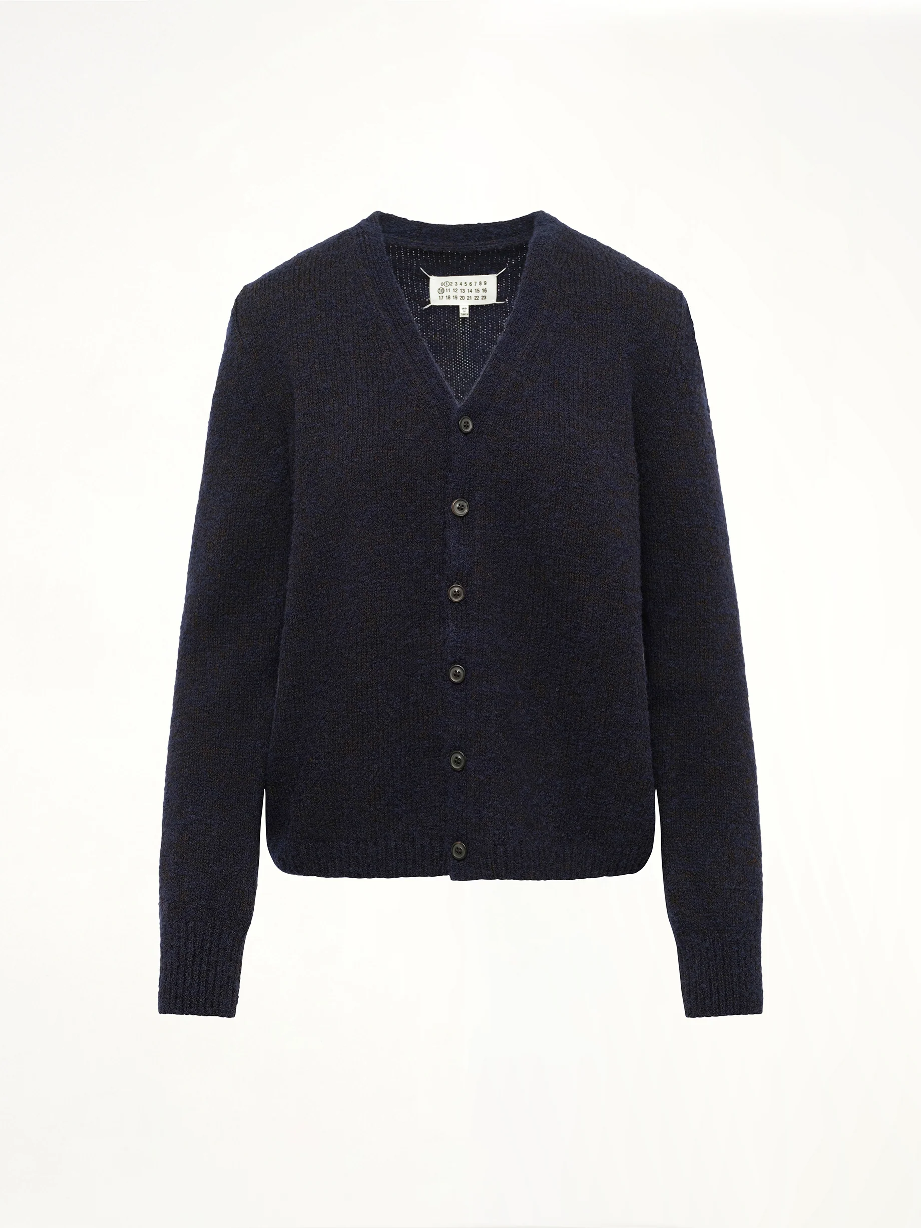 Gauge 5 Cardigan in Navy/Dark Brown - Image 2