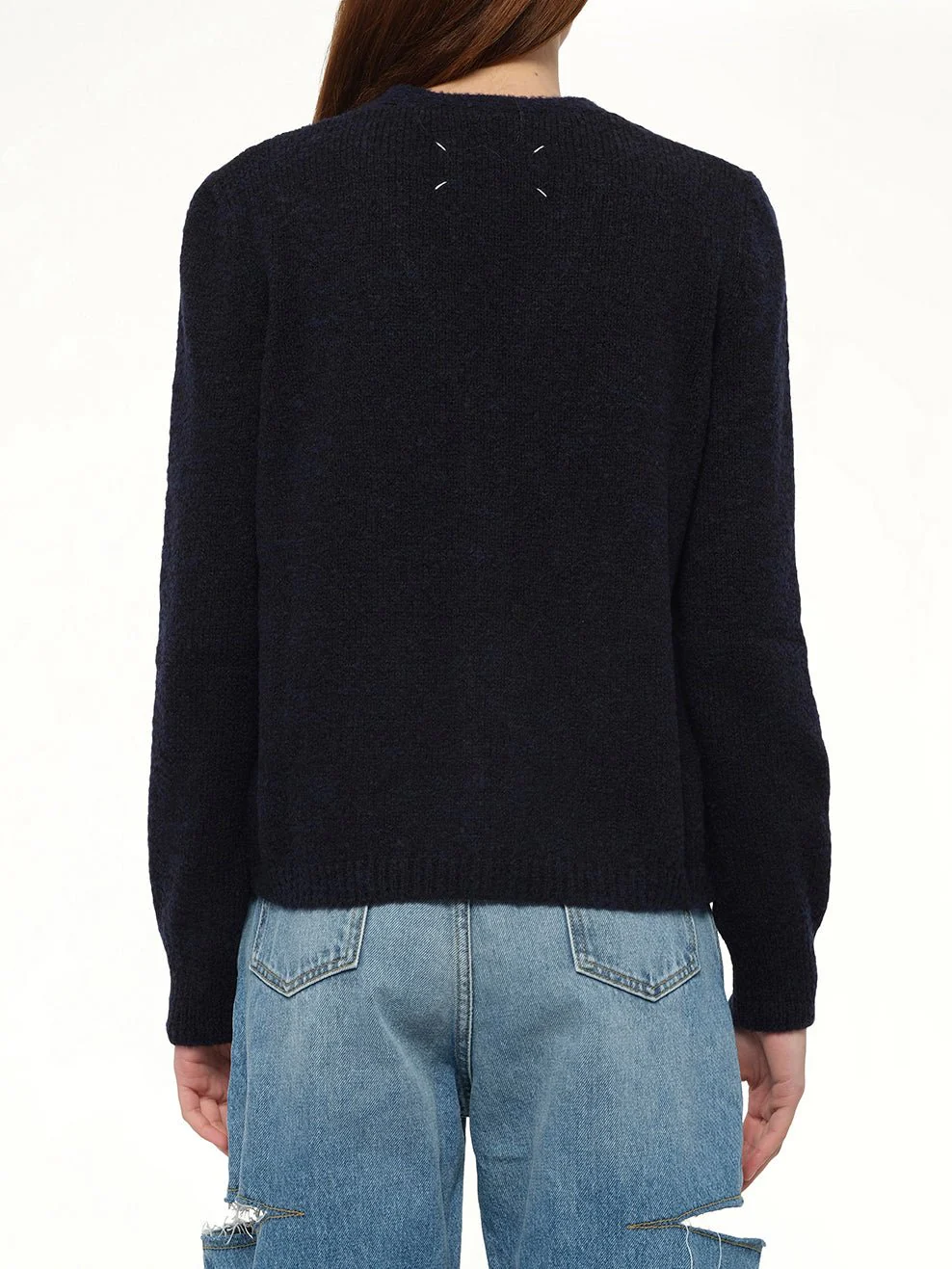 Gauge 5 Cardigan in Navy/Dark Brown - Image 5