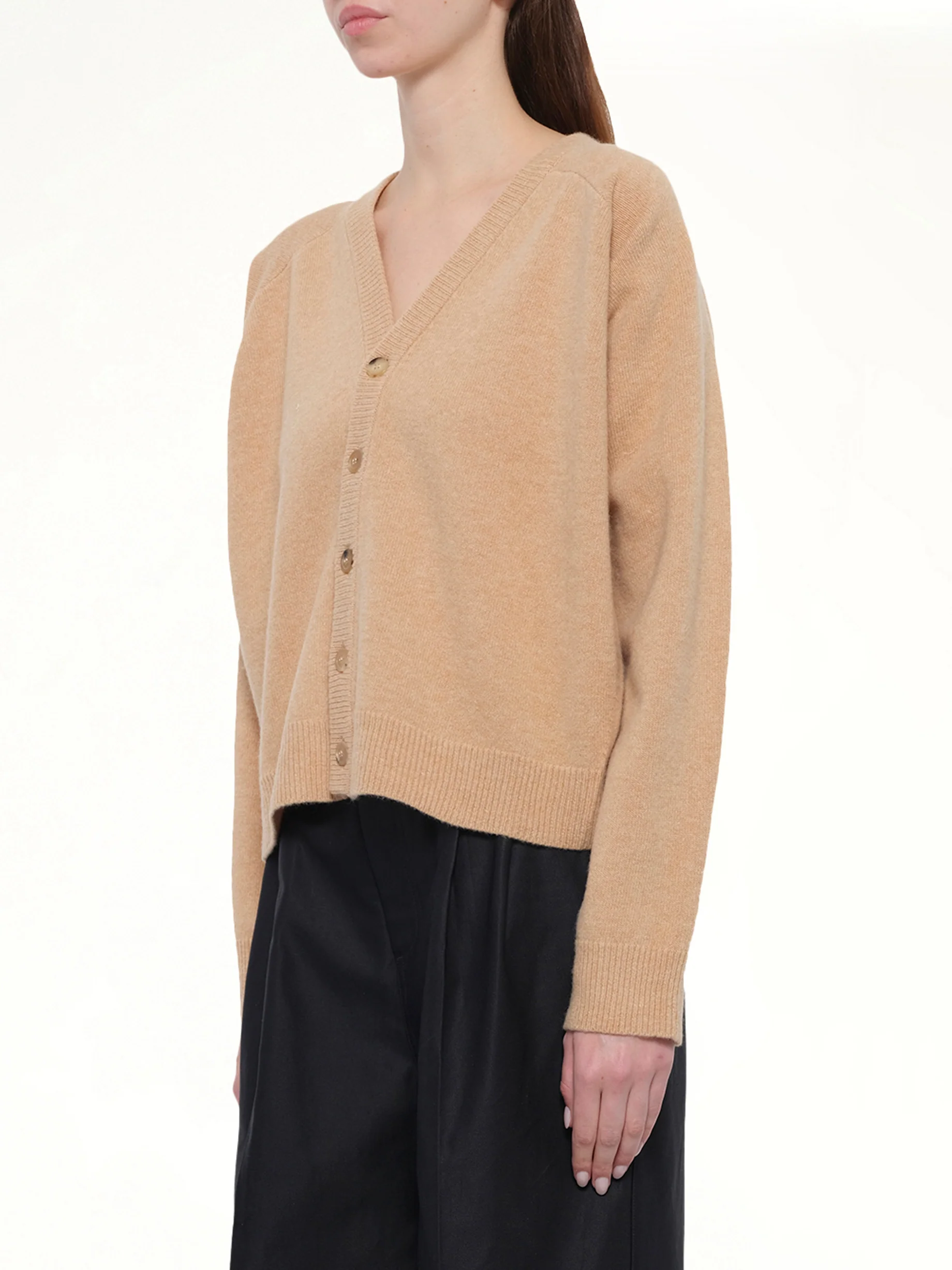 Gauge 7 Wool Cardigan in Camel - Image 3
