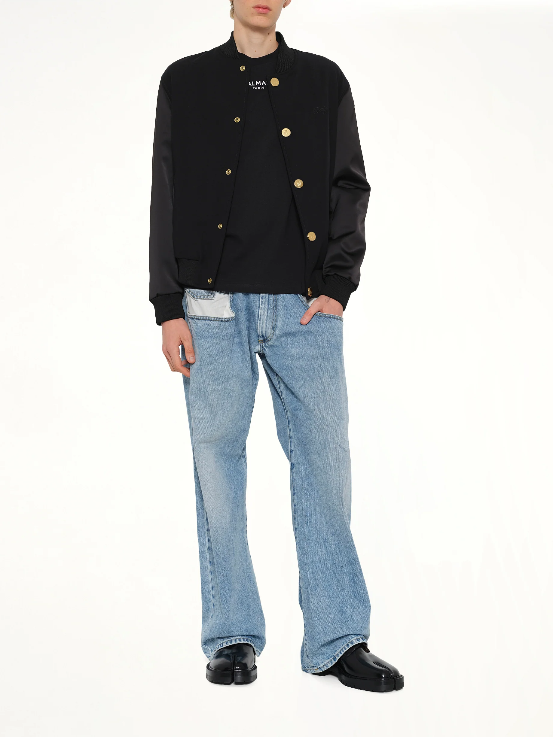 GDP Satin Varsity Jacket in Black - Image 4