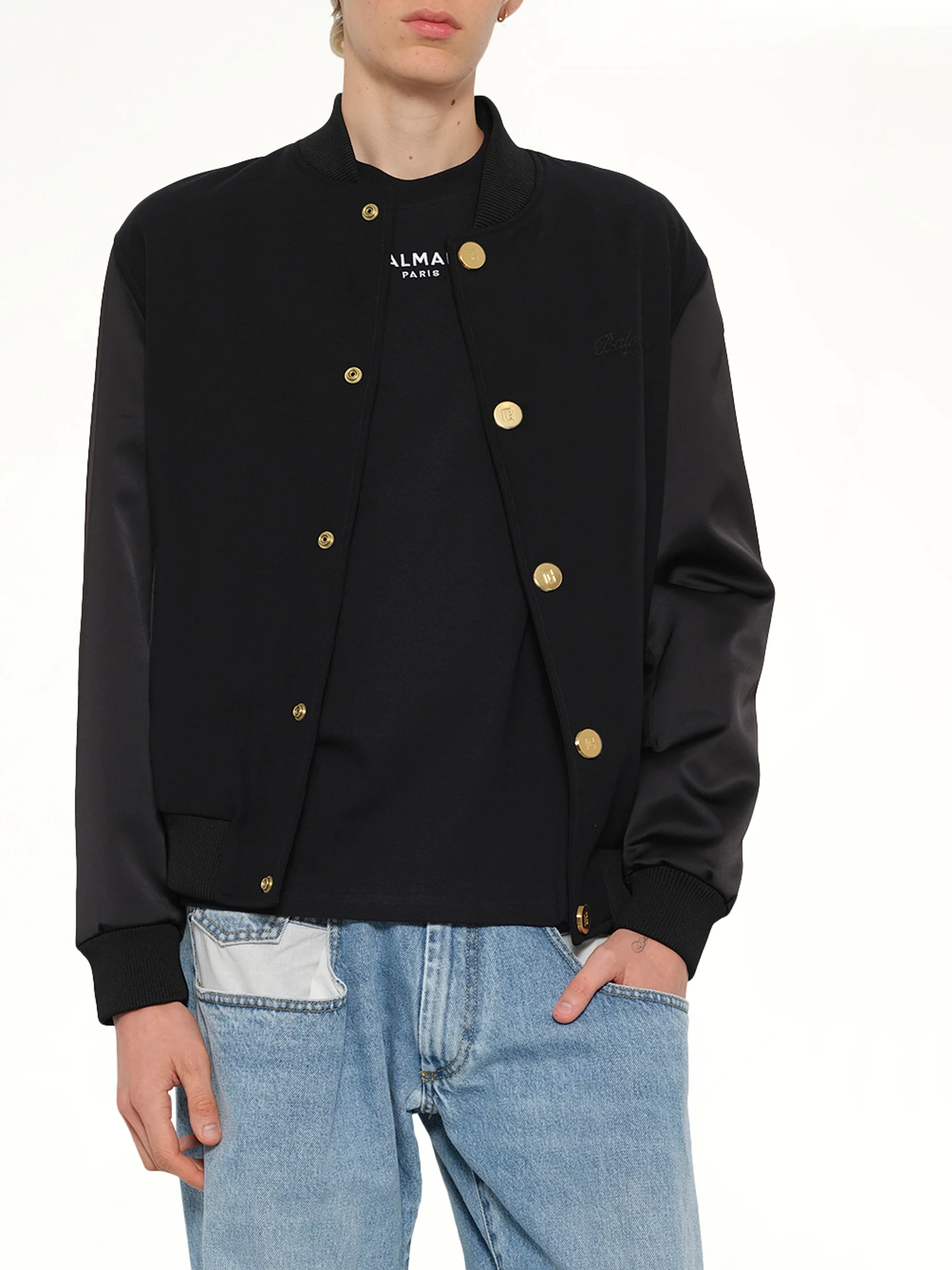GDP Satin Varsity Jacket in Black - Image 6
