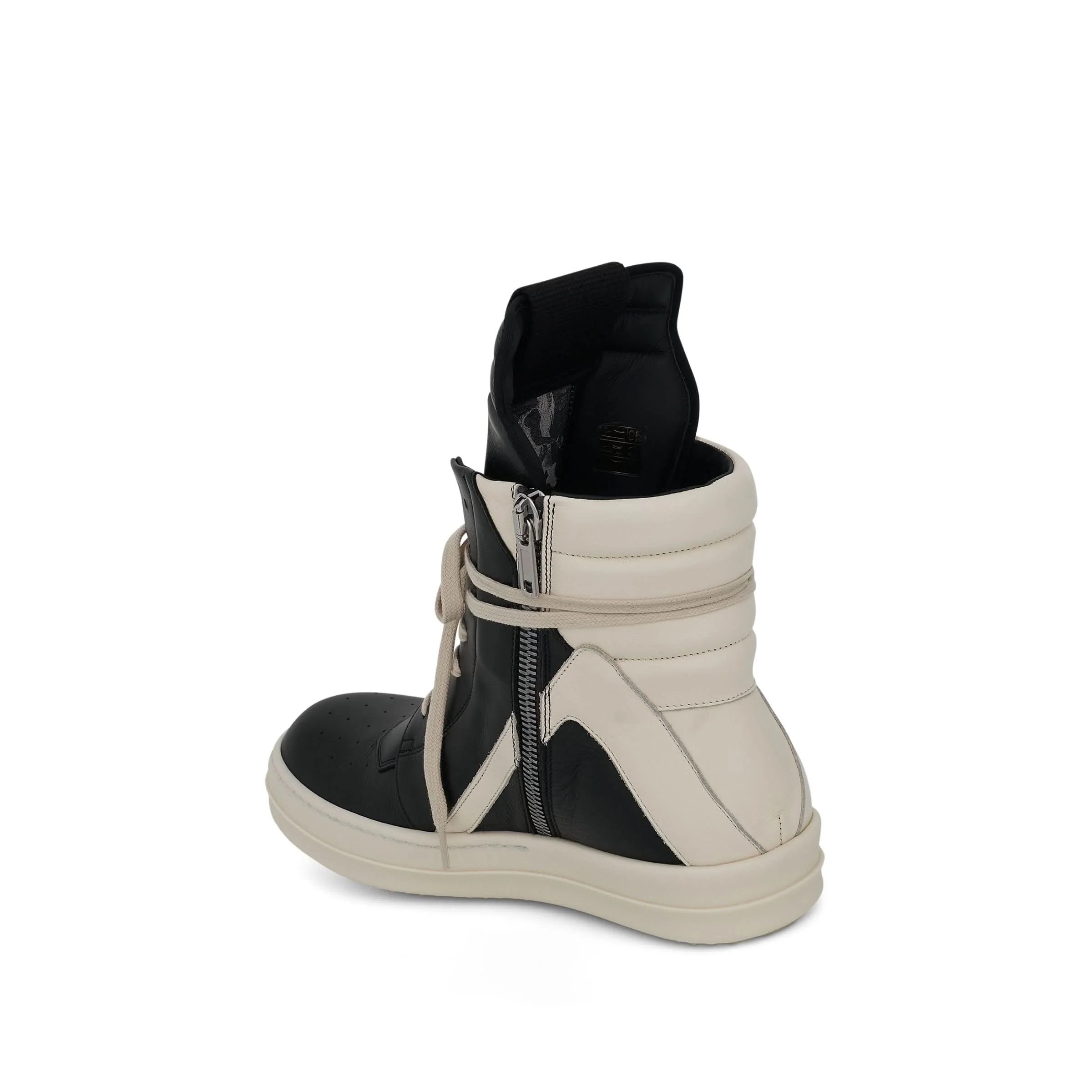 Geobasket Full Grain Leather Sneaker in Black/Milk - Image 3