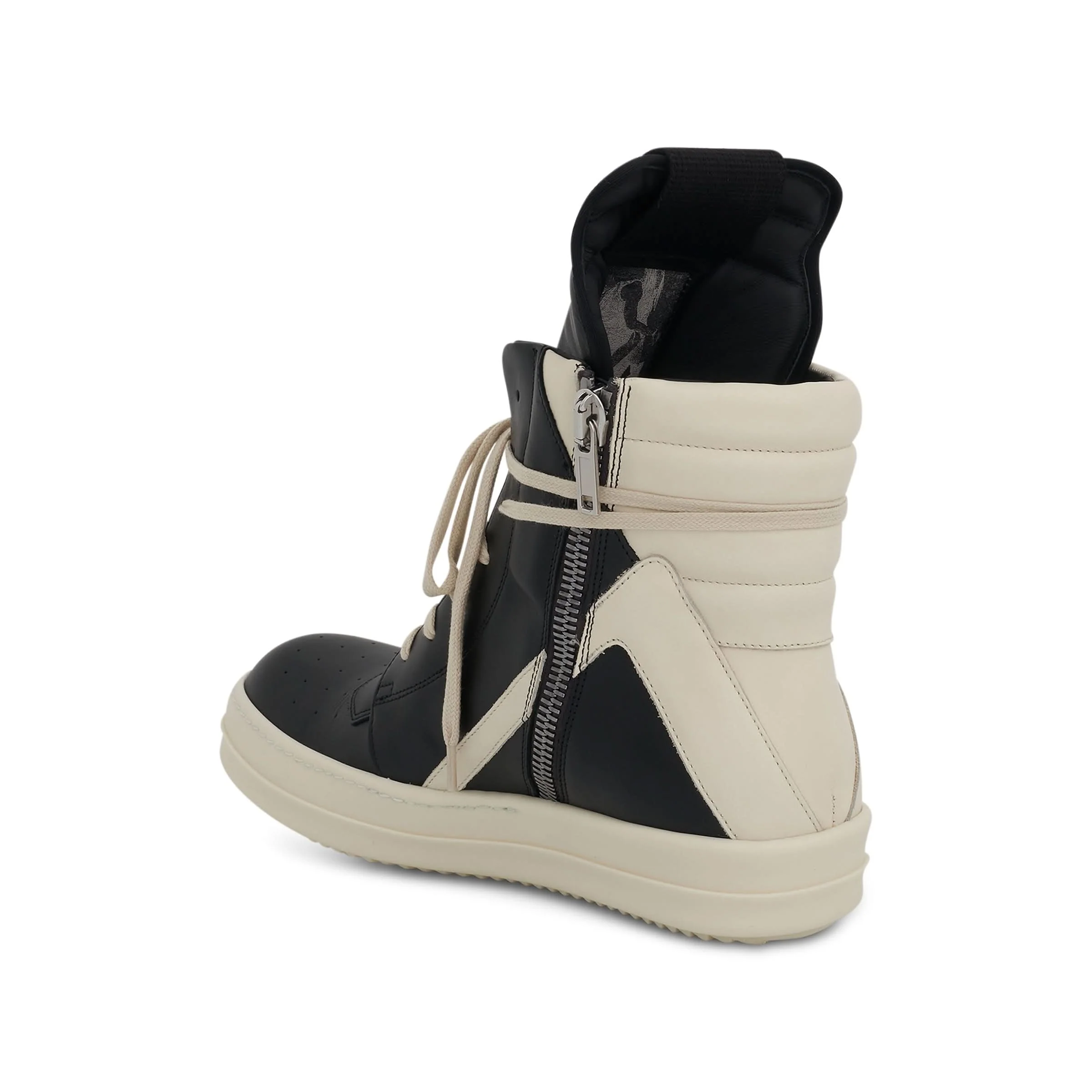 Geobasket Leather Sneakers in Black/Milk - Image 3