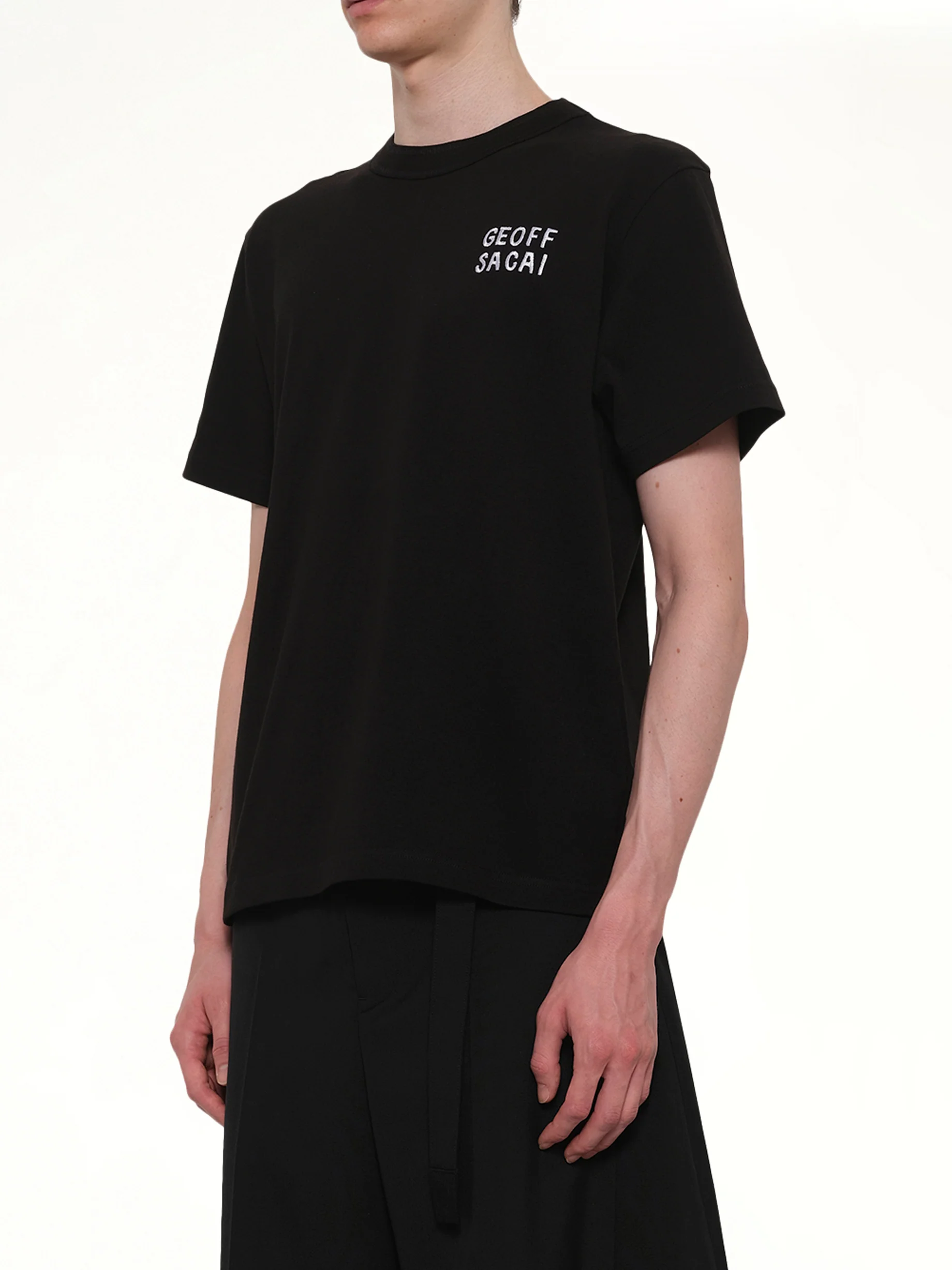 Geoff Sacai Embroidery T-Shirt in Black - Image 3