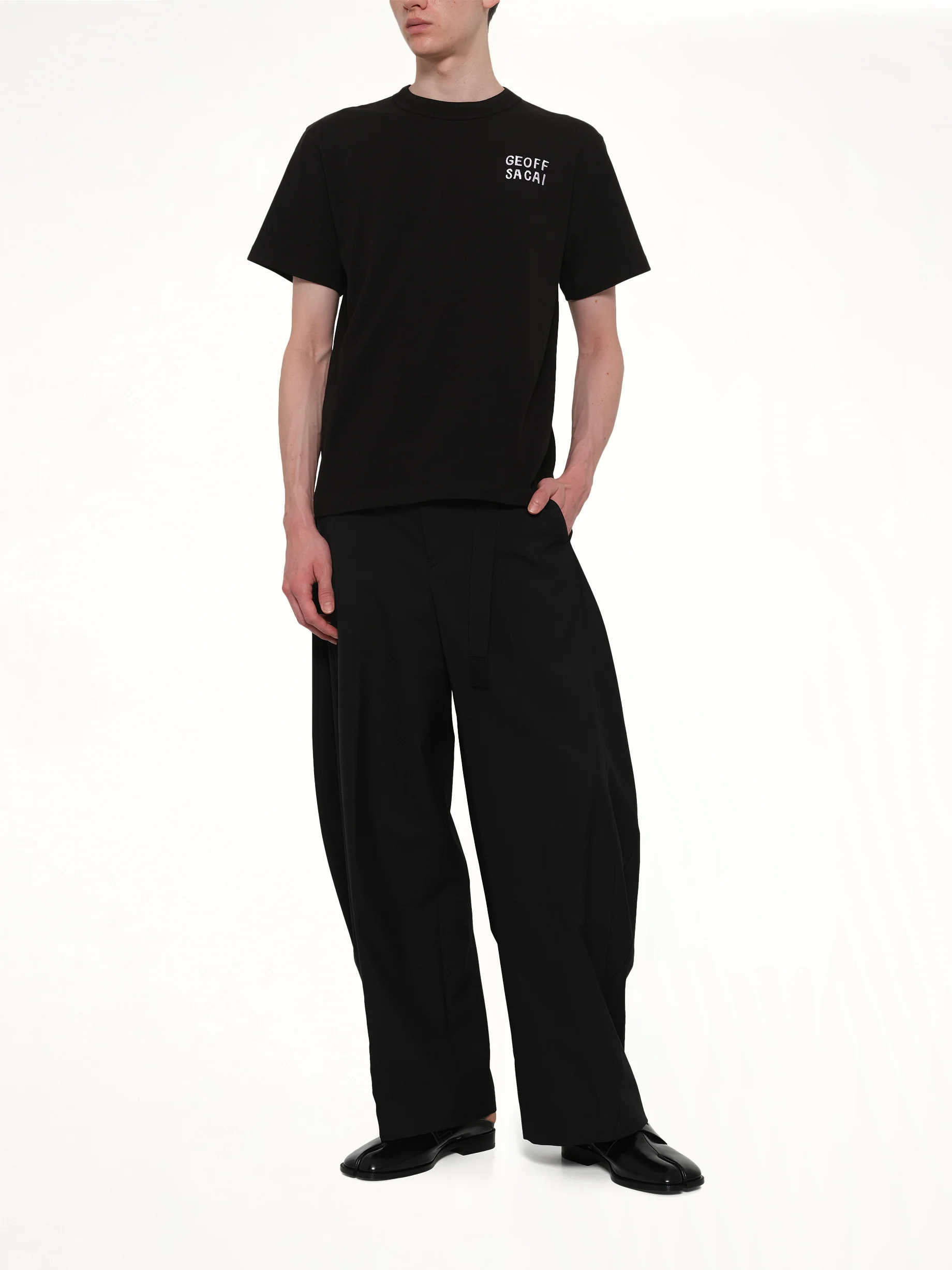 Geoff Sacai Embroidery T-Shirt in Black - Image 4