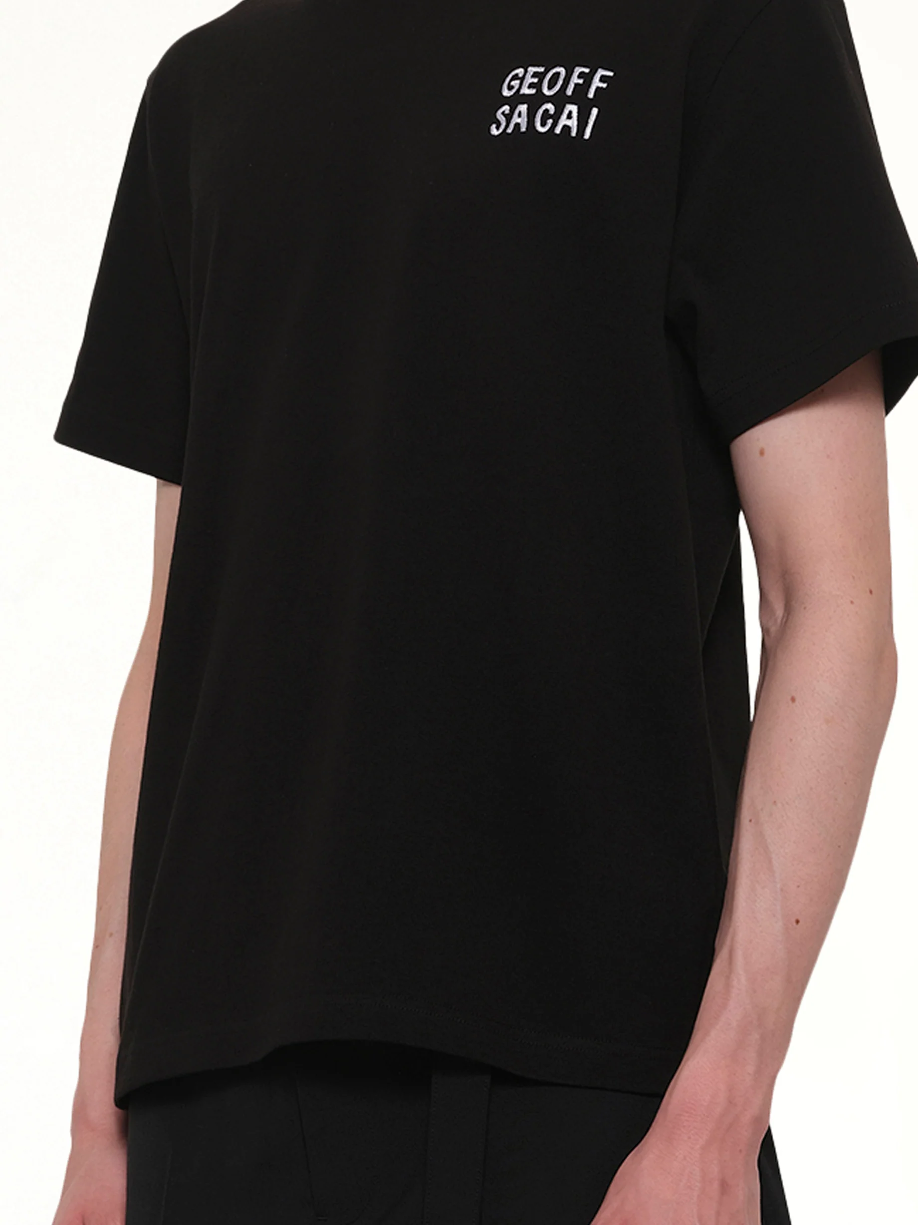 Geoff Sacai Embroidery T-Shirt in Black - Image 6