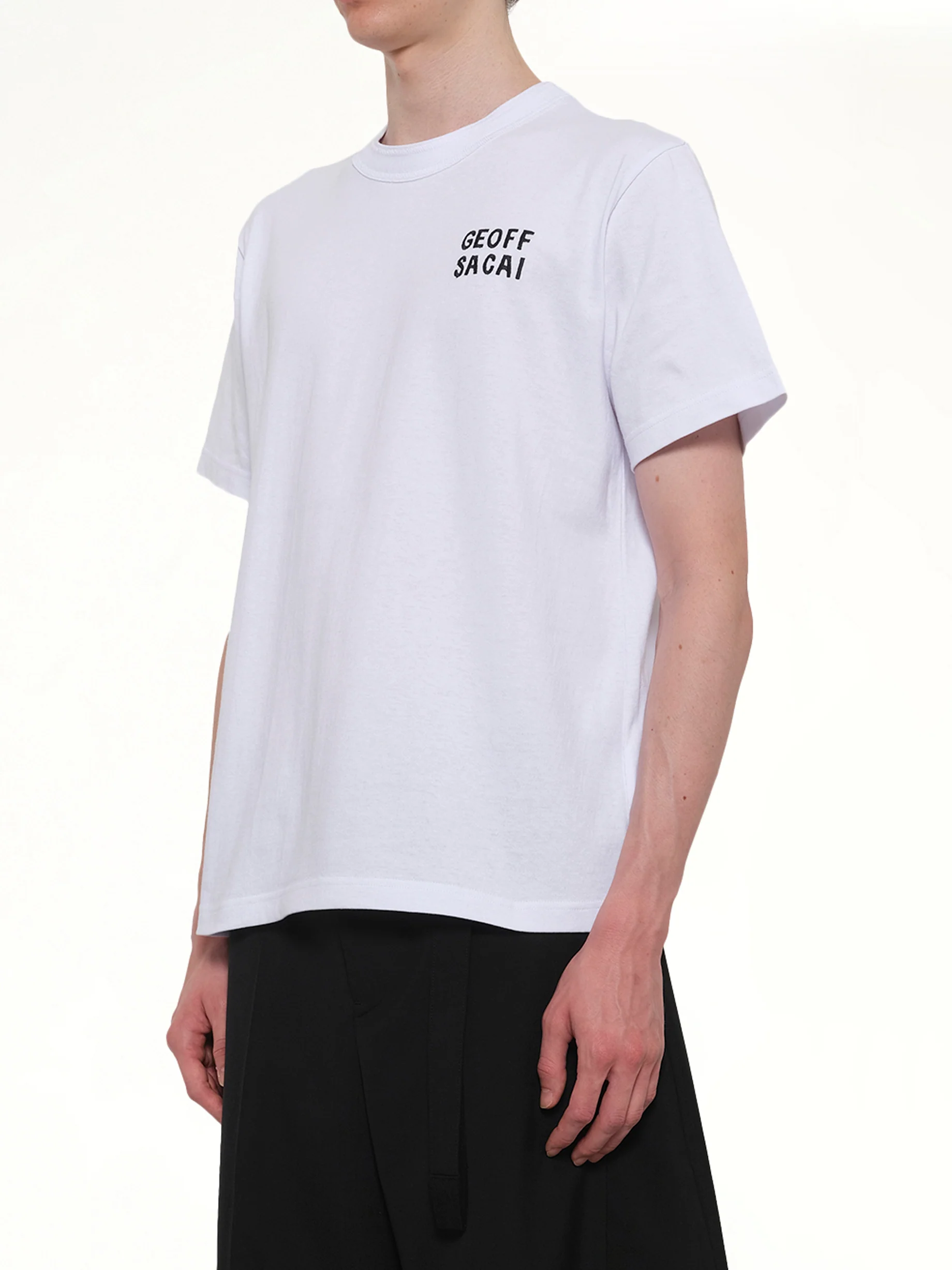 Geoff Sacai Embroidery T-Shirt in White - Image 3