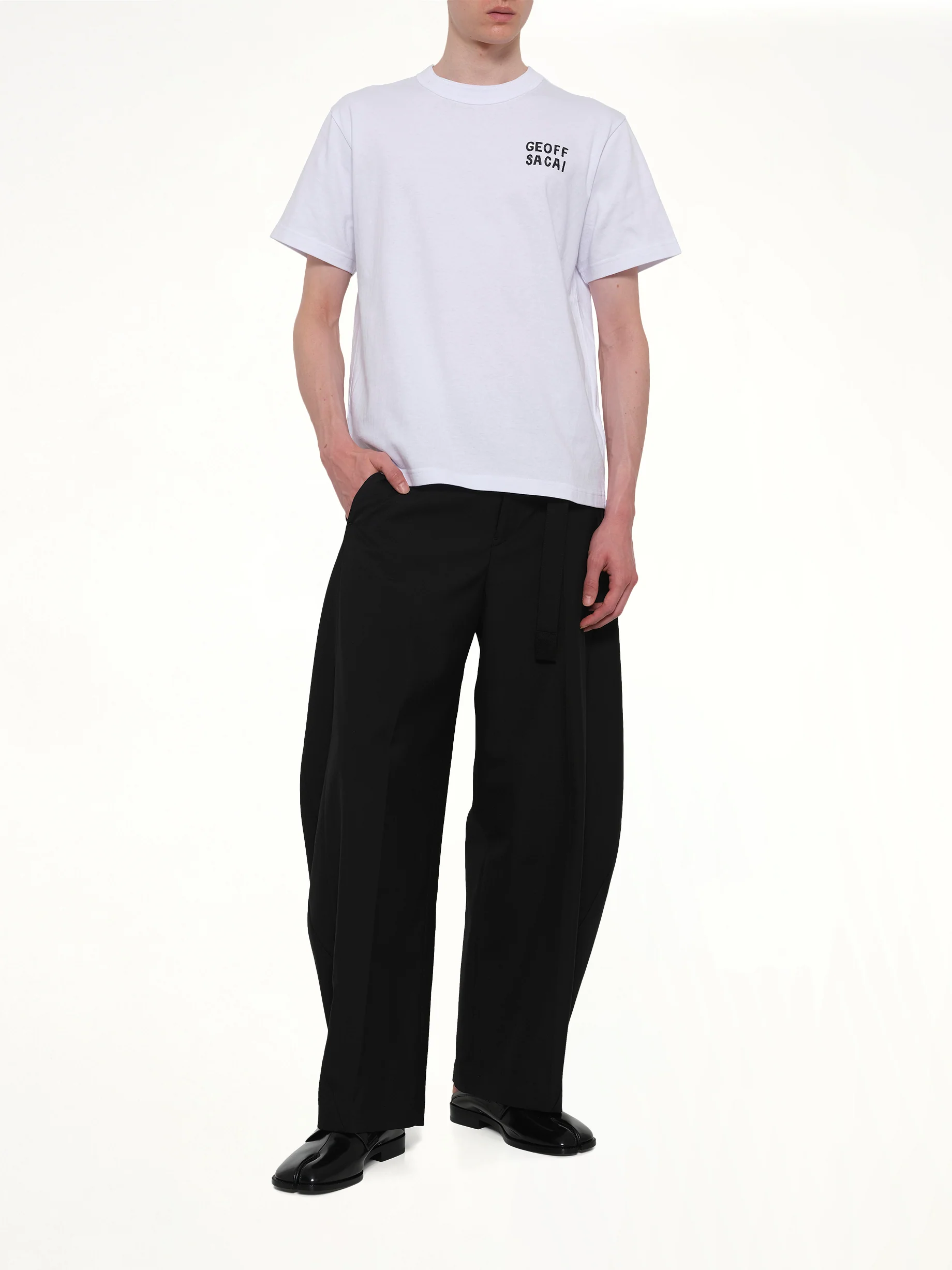 Geoff Sacai Embroidery T-Shirt in White - Image 4