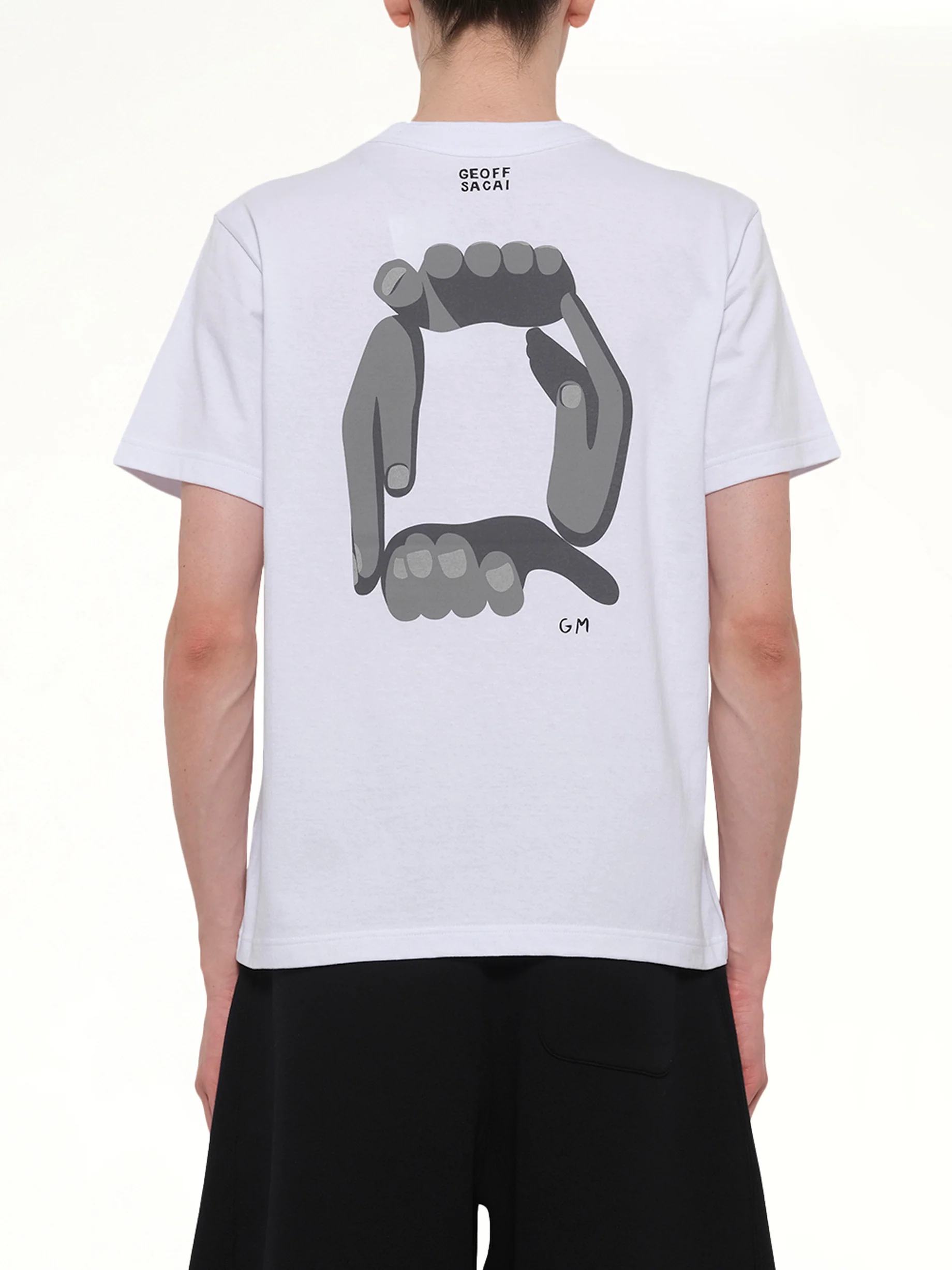Geoff Sacai Print T-Shirt in White - Image 5