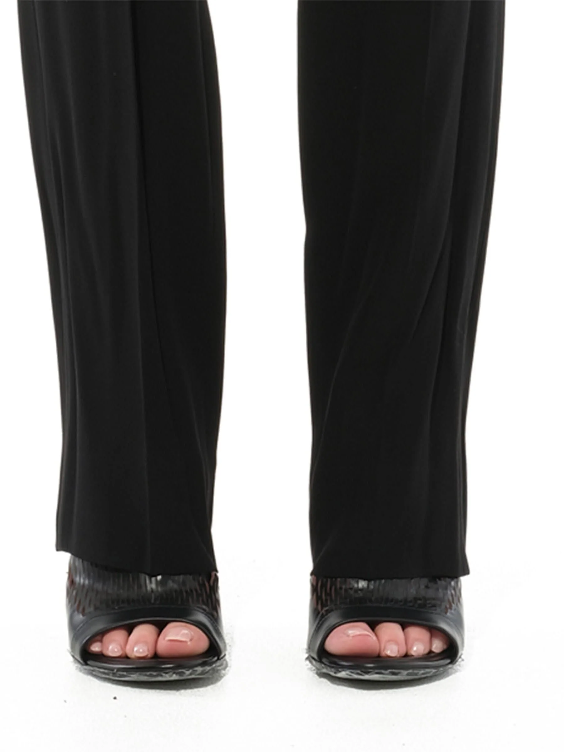 Crepe Satin Fit Pants in Black - Image 3