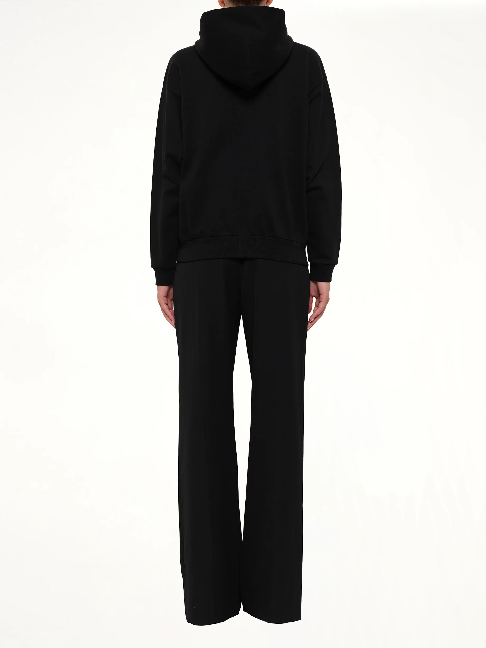 Embroidered Zip Hoodie in Black - Image 4