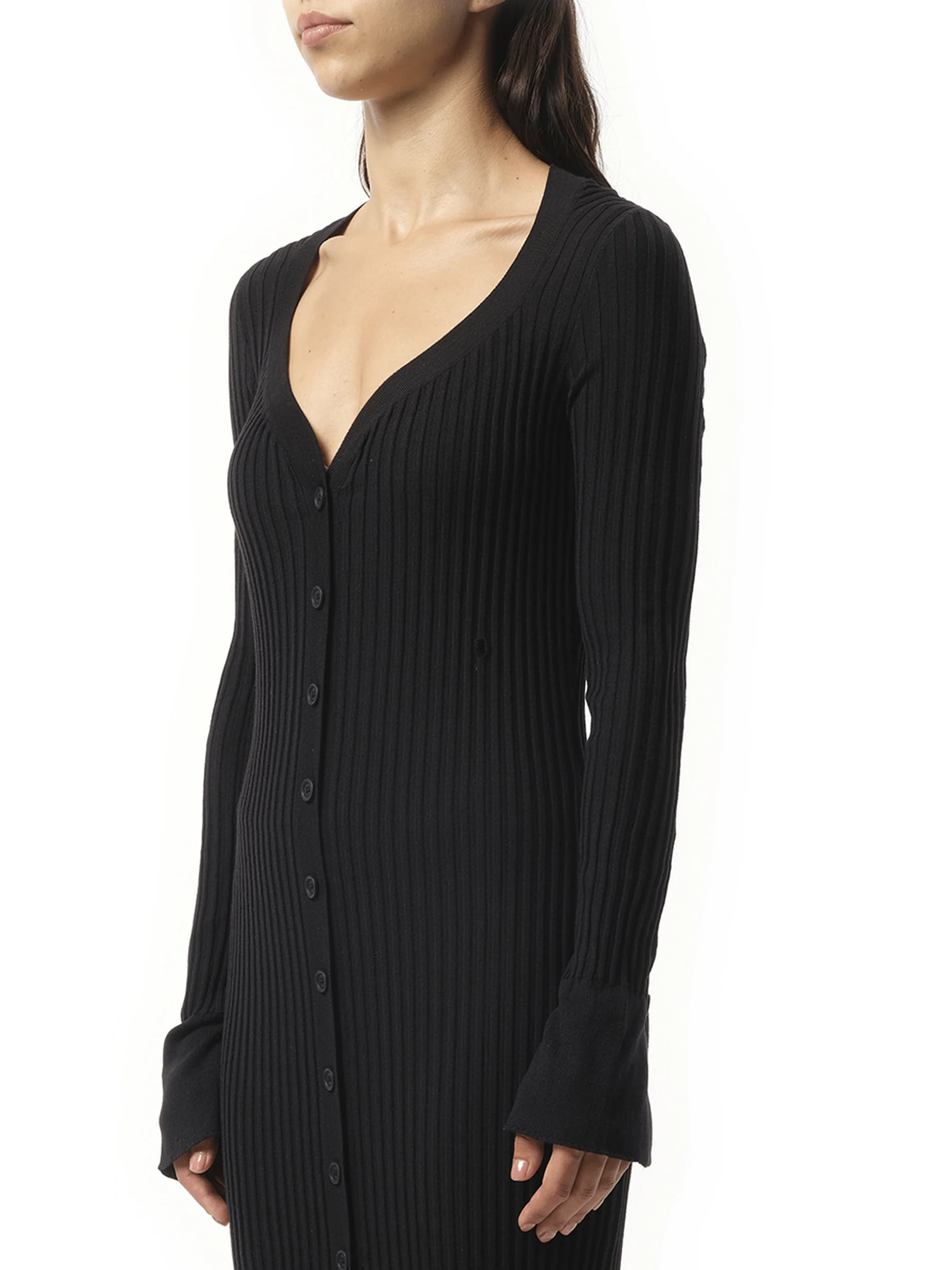 Long Knit Dress in Black - Image 2