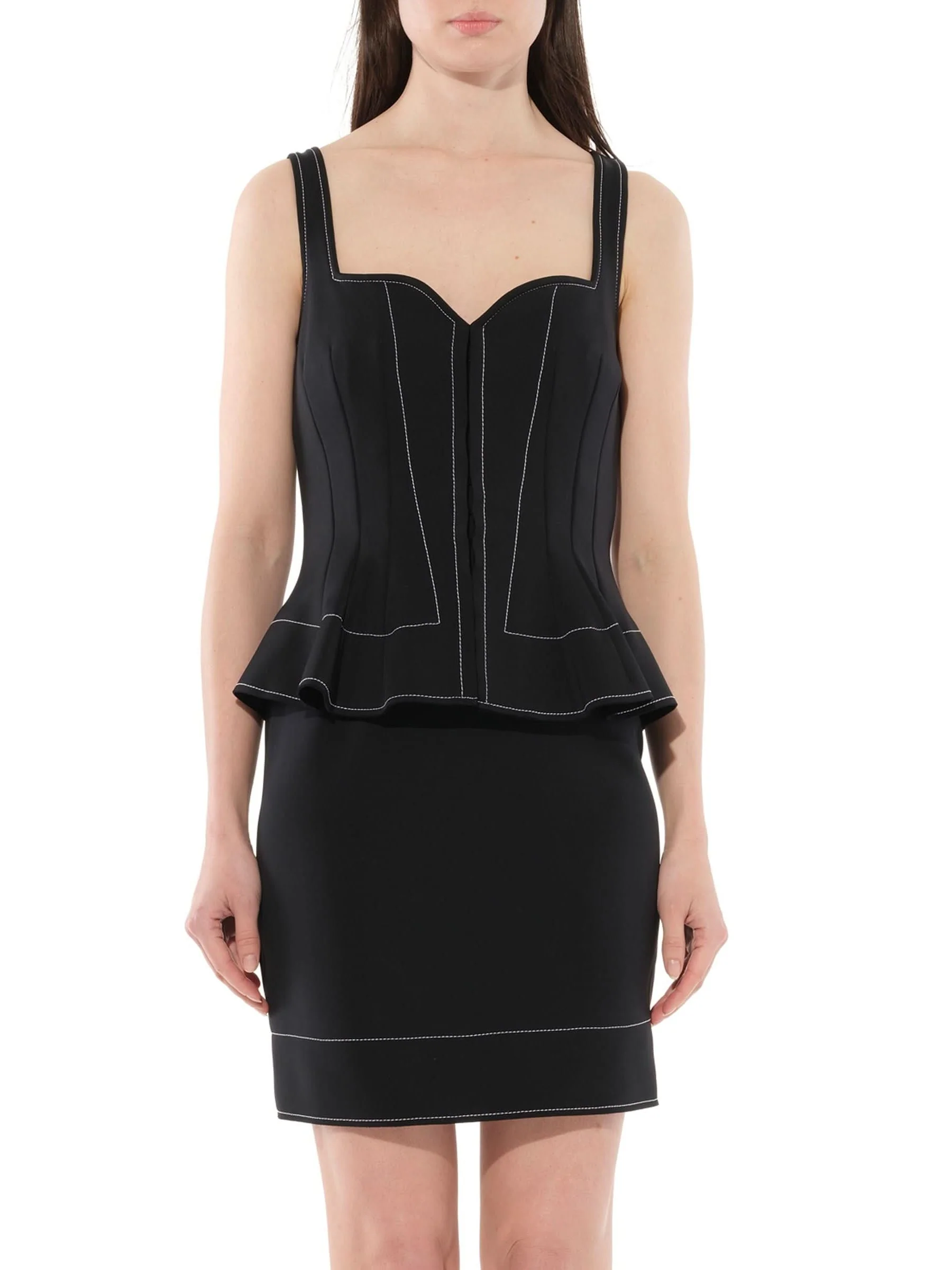 Contrast Short Dress in Black